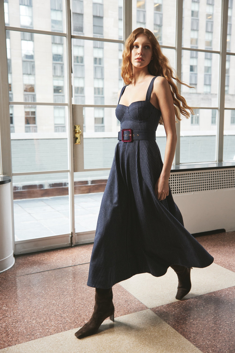 Cara Cara Calypso Dress
Our Best-Selling Bustier Dress in Italian Pinstripes outlook