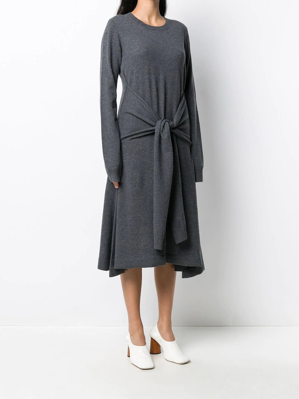 tie front merino knitted dress - 3