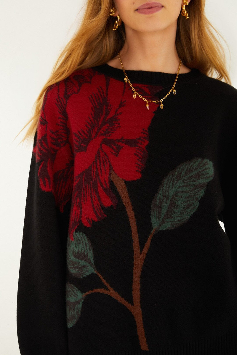 FARM RIO Black Rosalia Knit Sweater outlook