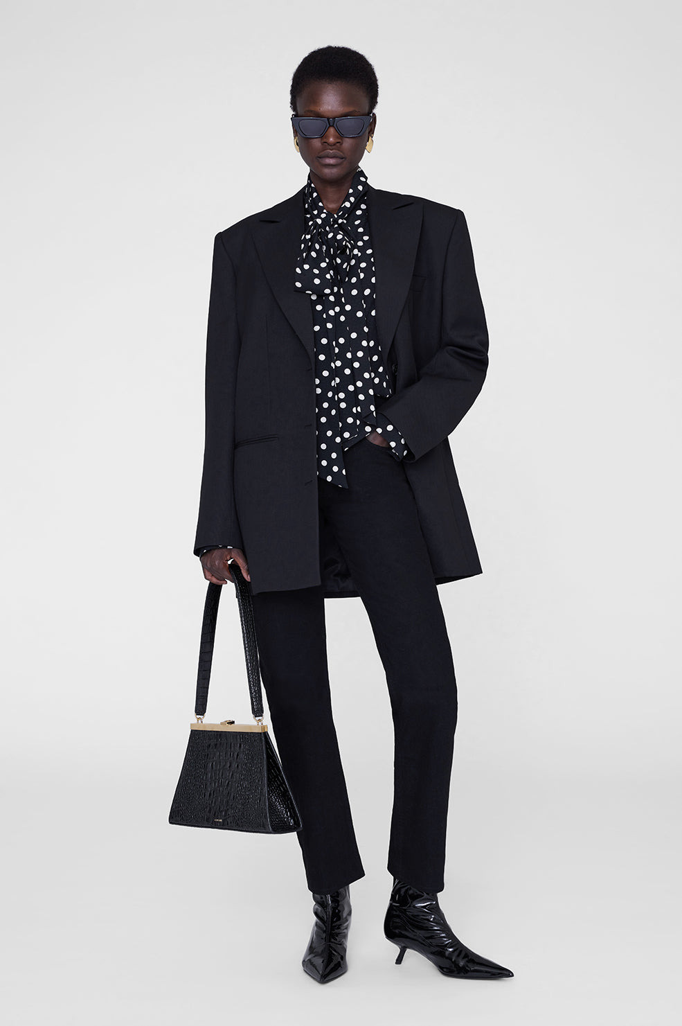 Ruby Shirt - Black And White Double Dot Jacquard - 5