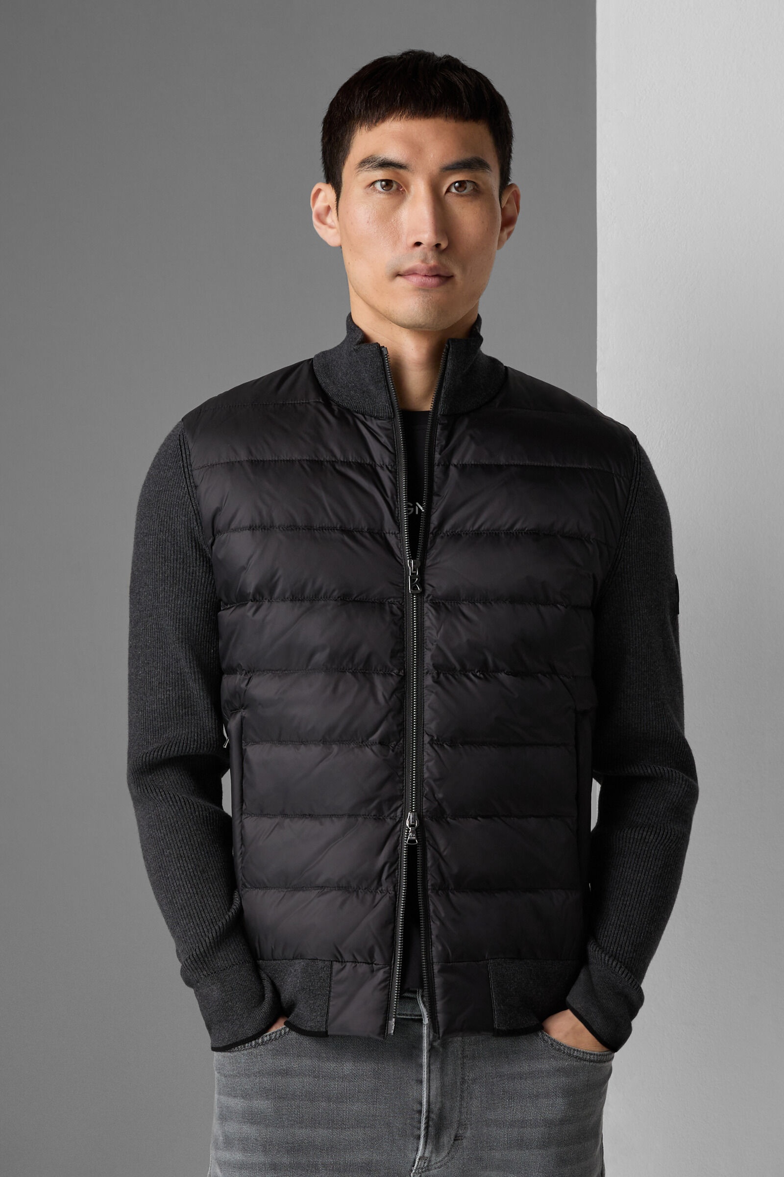 Renee Hybrid knit jacket in Black/anthracite - 2