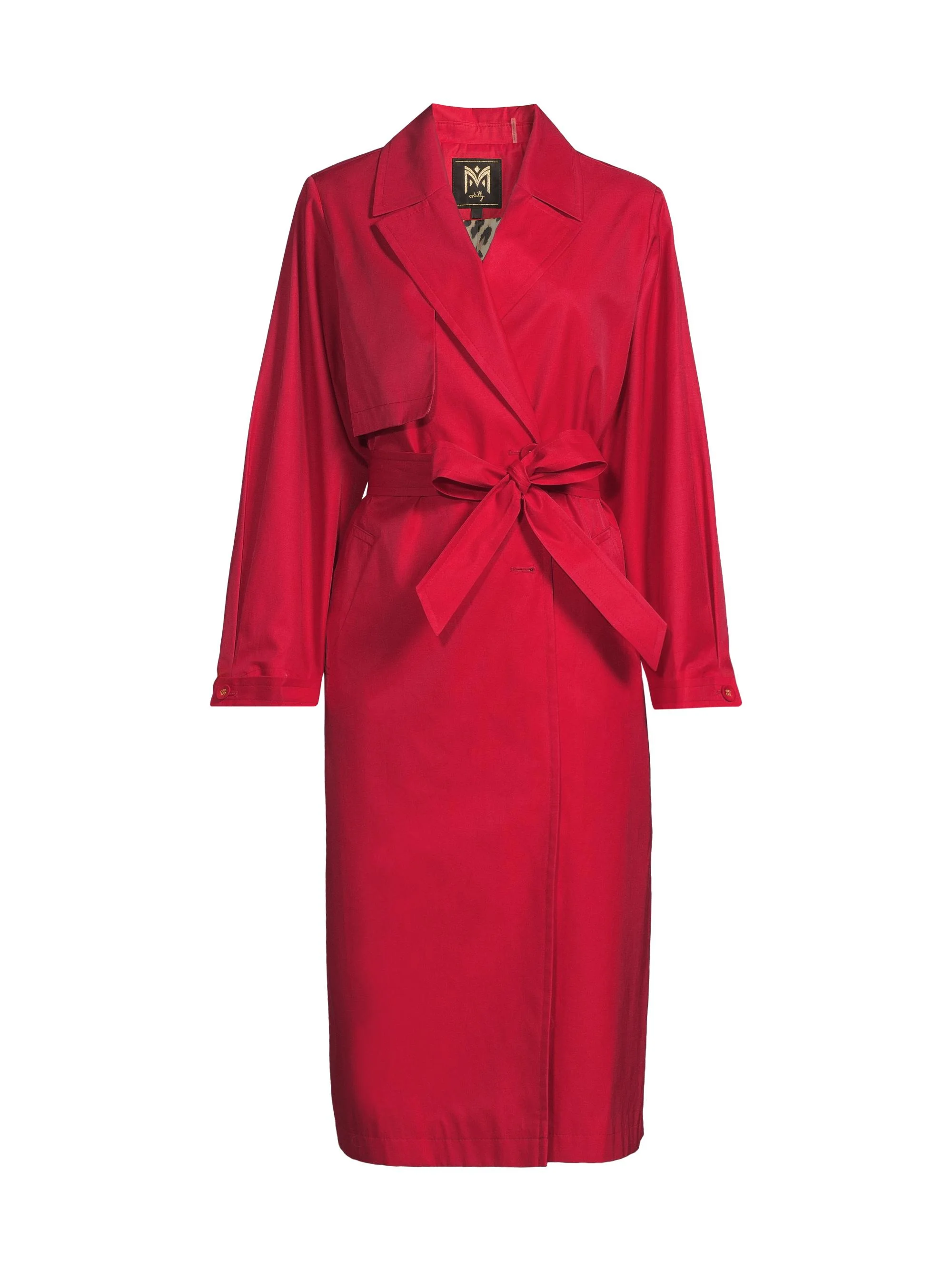 Women's One Shield Belted Trench Coat - Red - 1