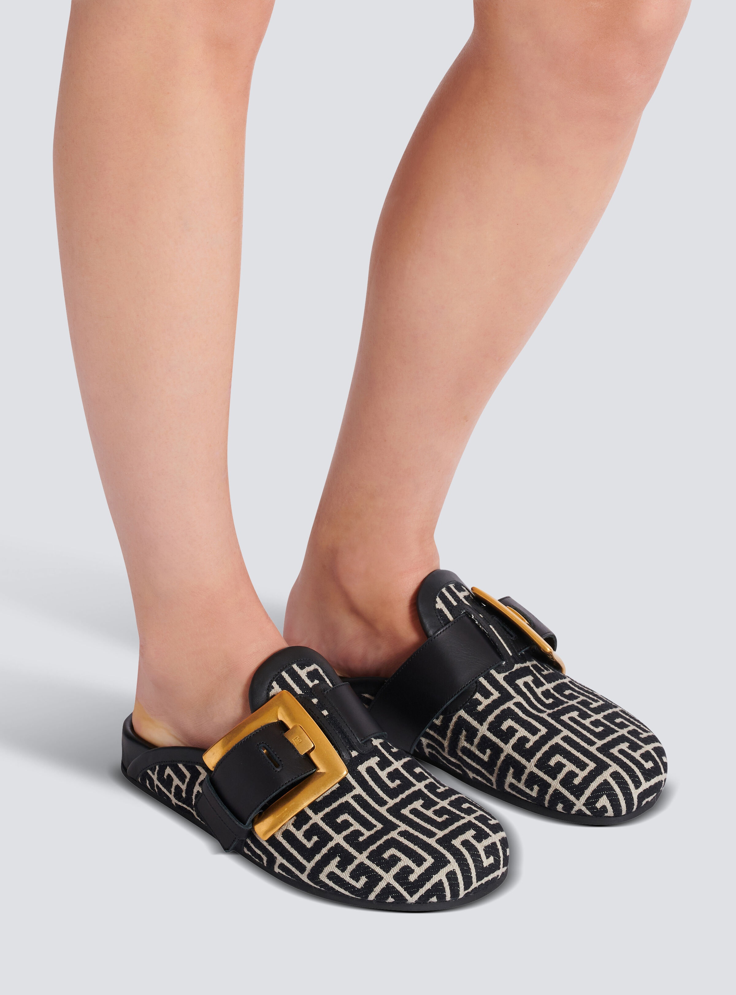 Anthem mules in jacquard canvas with PB monogram - 9