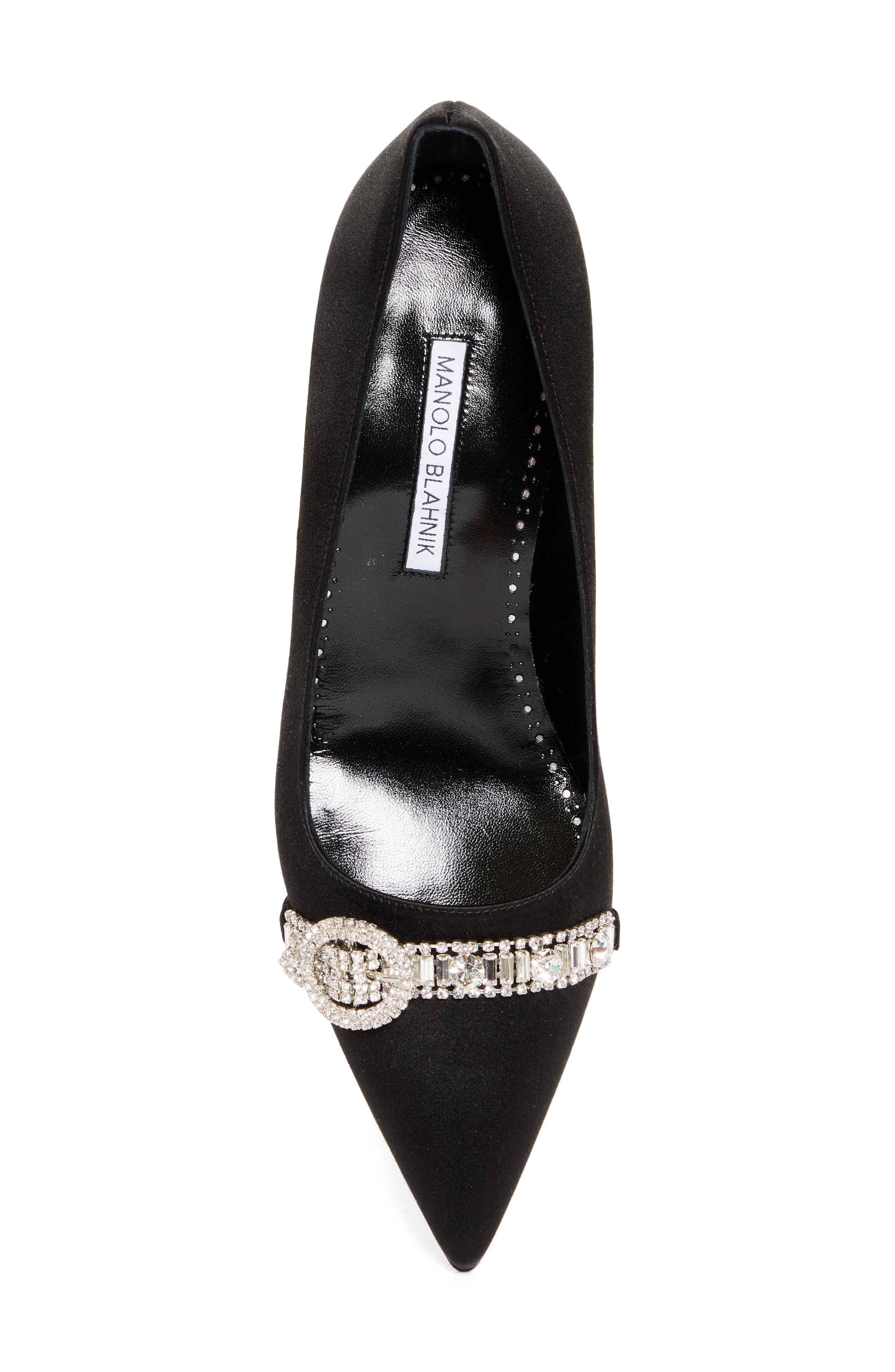 Manolo Blahnik Asapump Crystal Strap Pointed Toe Pump in Black at Nordstrom - 5