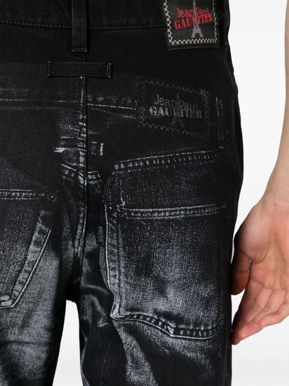 trompe l'oeil-print cotton jeans - 5