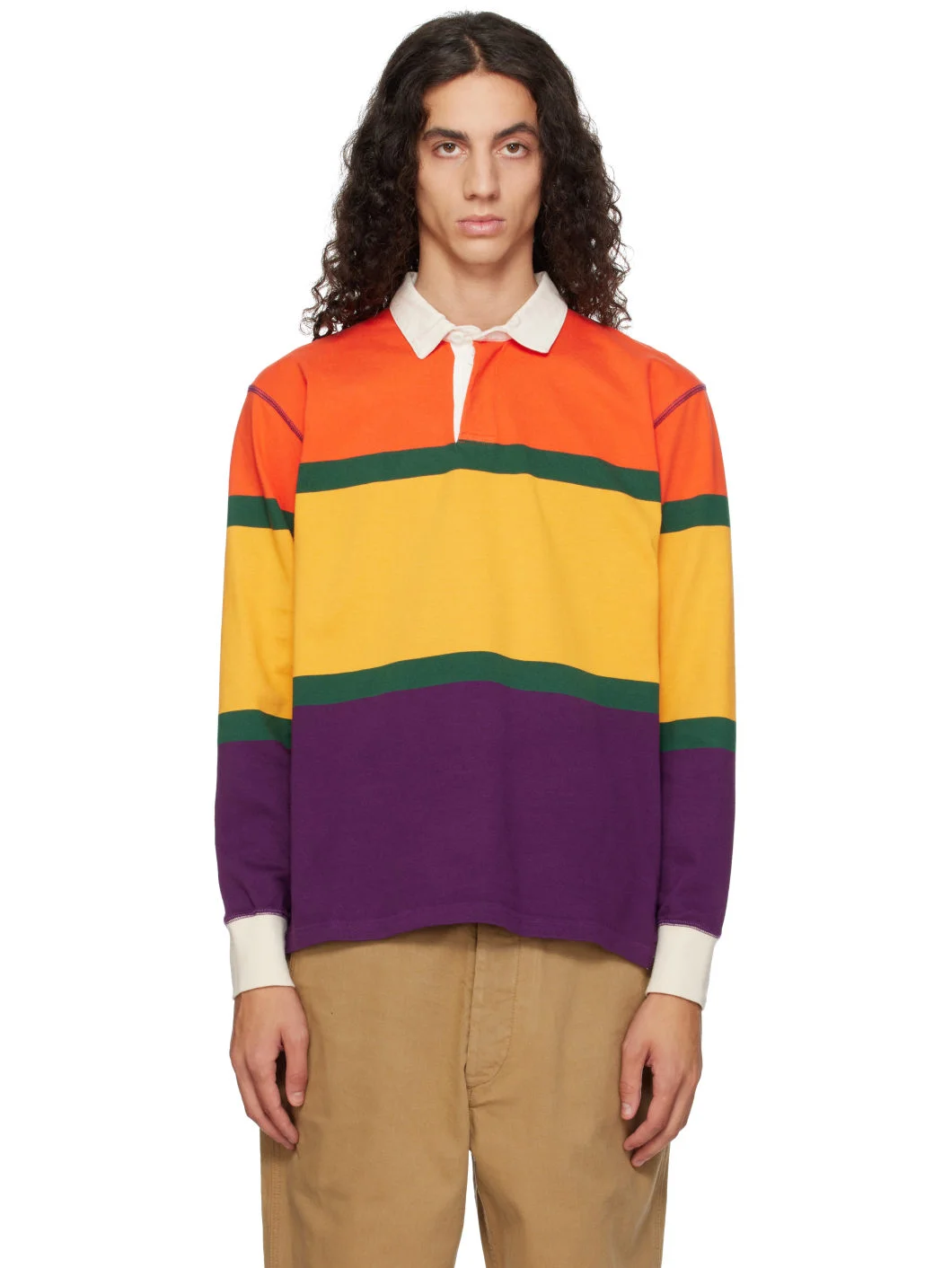 Multicolor Multi Stripe Cotton Rugby Polo - 1