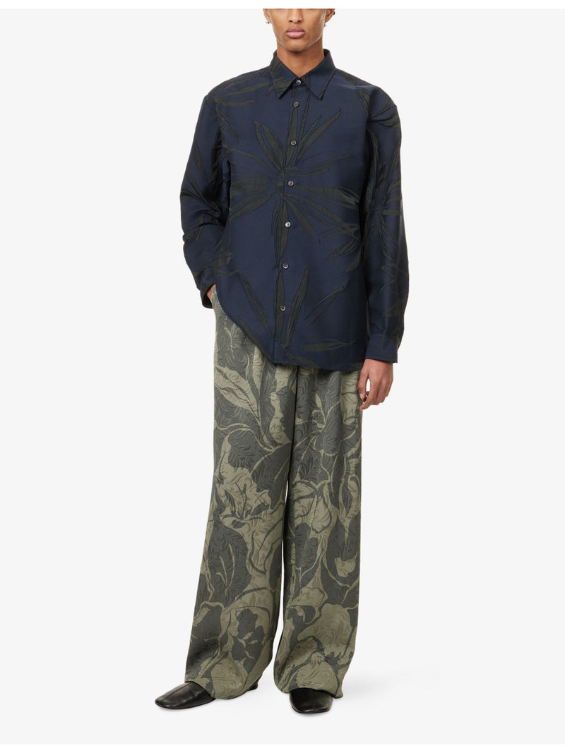 Dries Van Noten Classic-Collar Textured-Pattern Cotton-Blend Shirt outlook