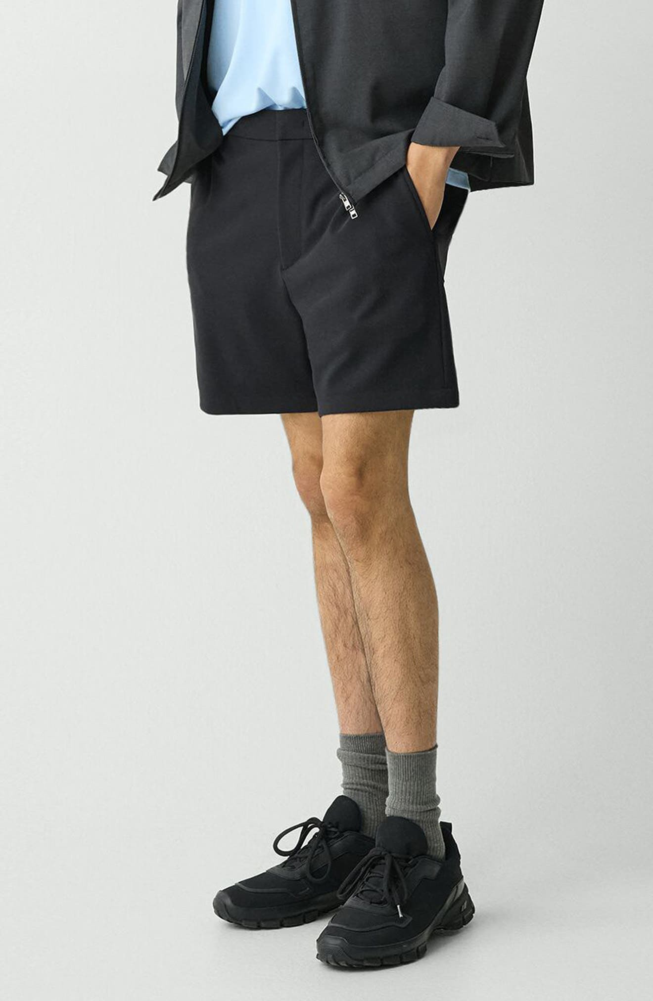 Theory Curtis Slim Fit Internal Drawstring Shorts in Black at Nordstrom - 3