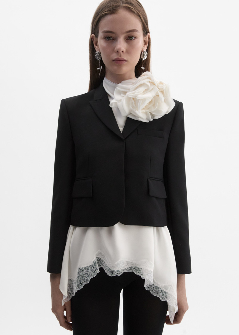 Cropped wool and mohair blazer in black 4