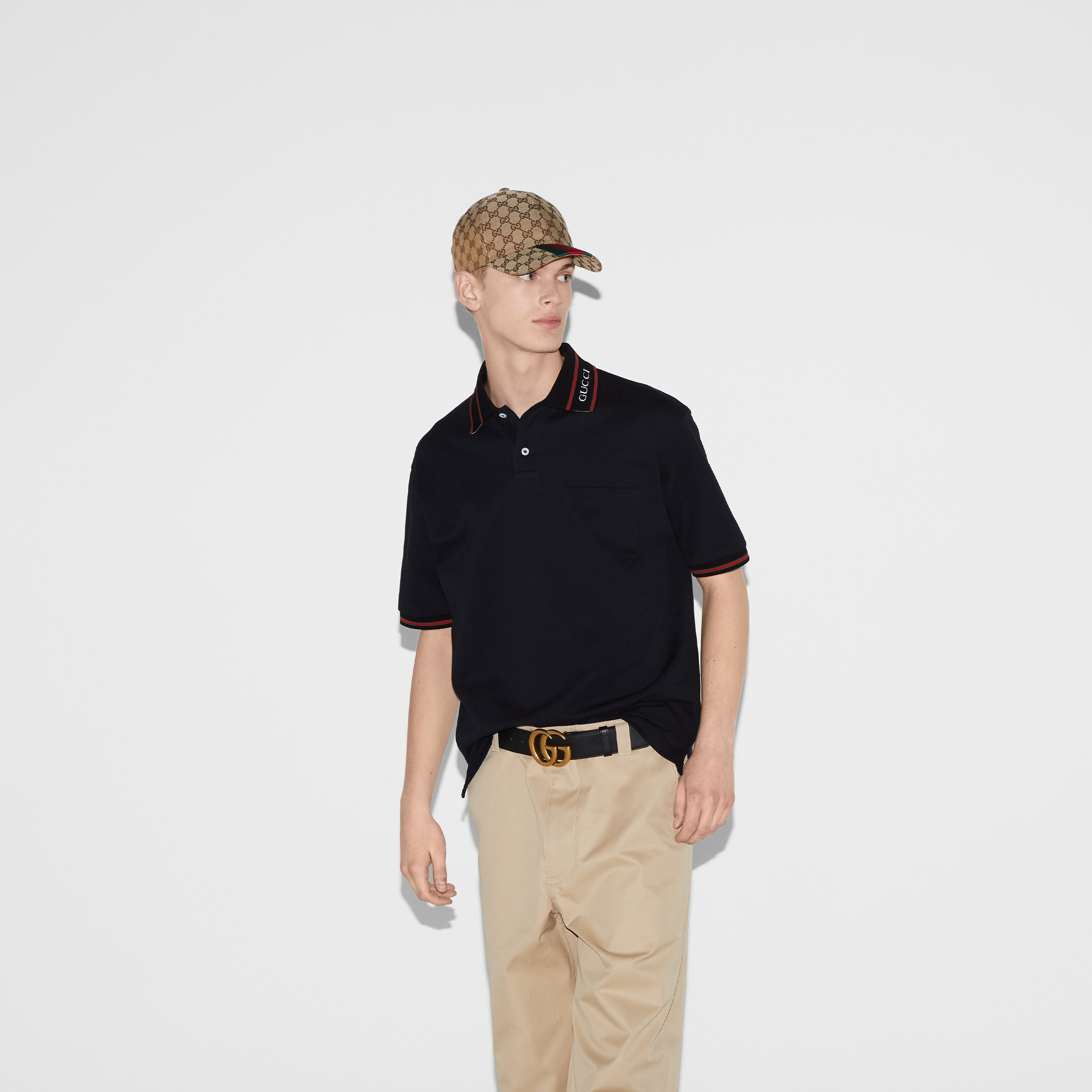 Cotton piquet polo shirt with Web - 6