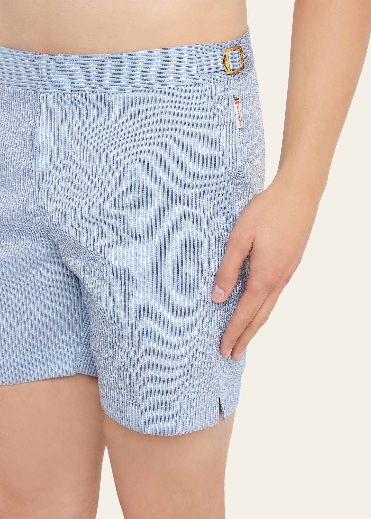 Men's Seersucker Stripe Mid-Length Swim Shorts - 4