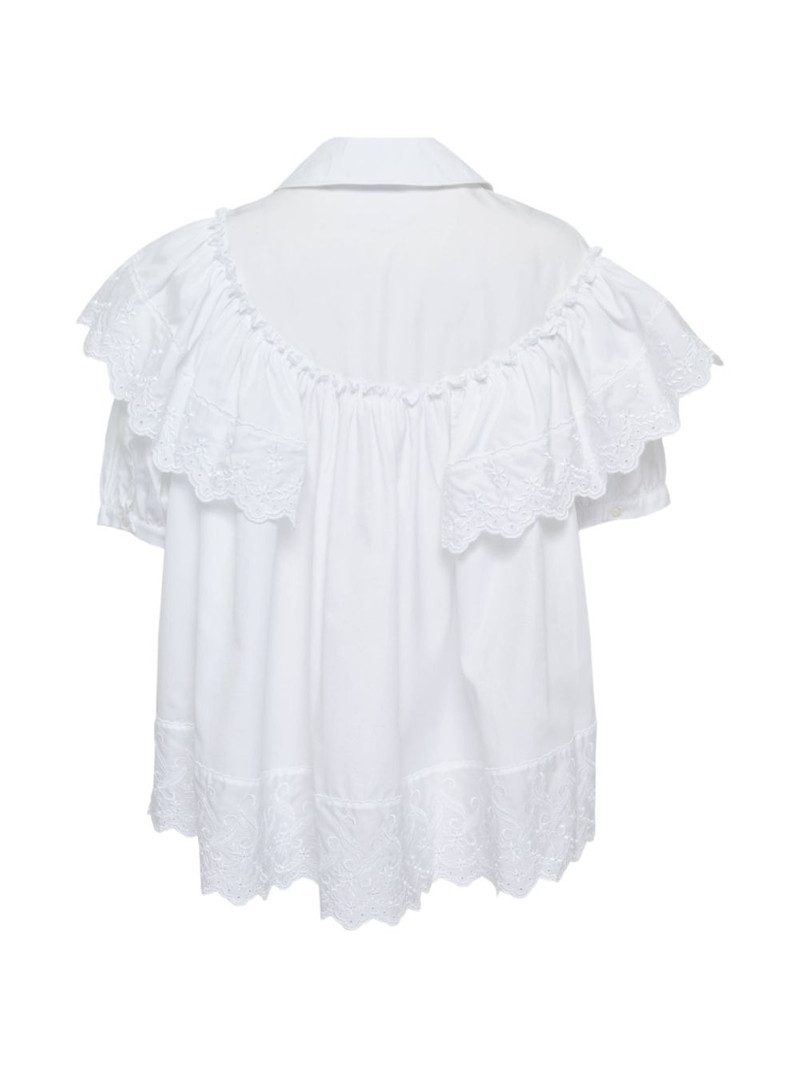 Simone Rocha cropped puff-sleeves ruffle blouse outlook