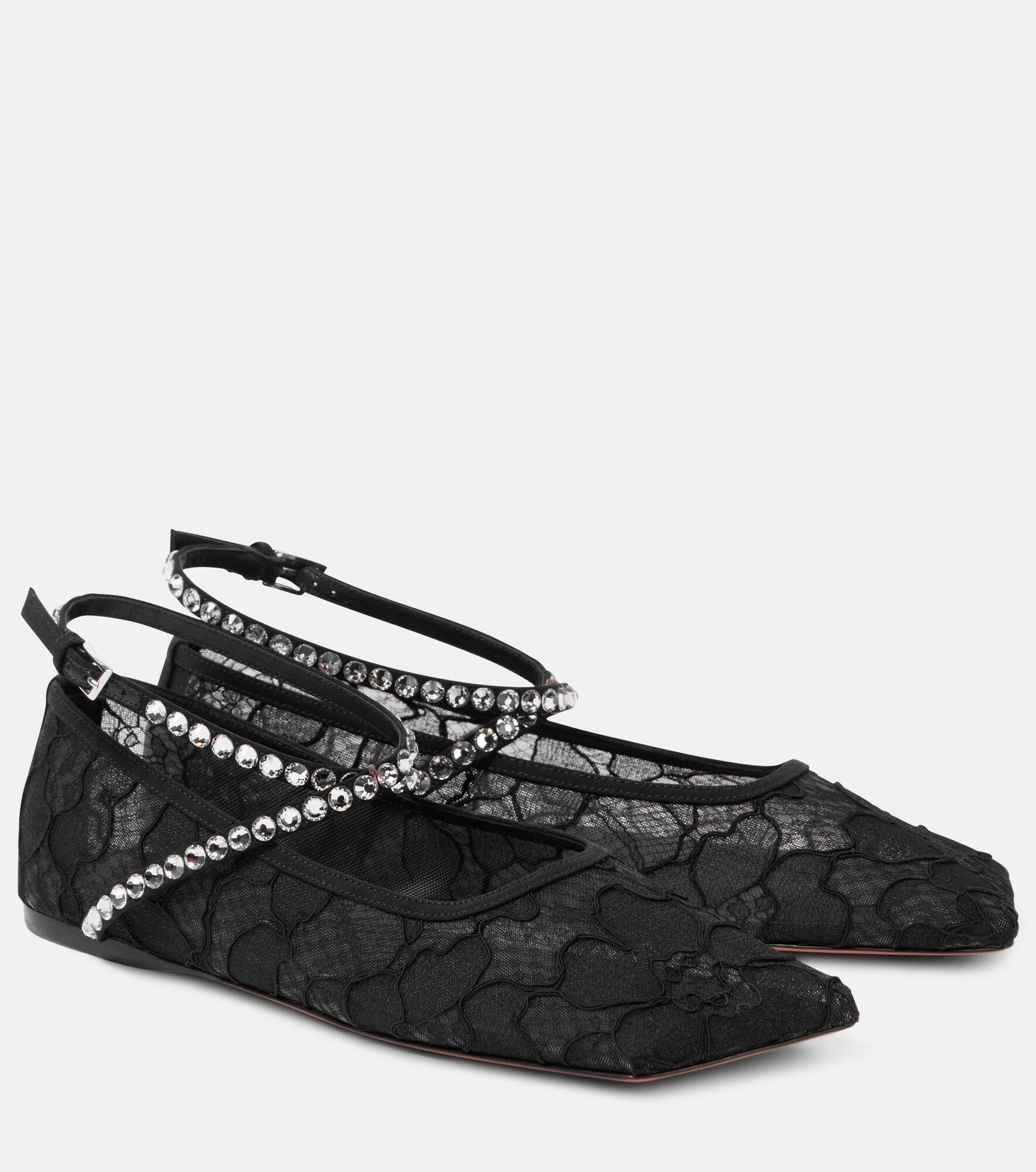 Ane embellished lace ballet flats - 1