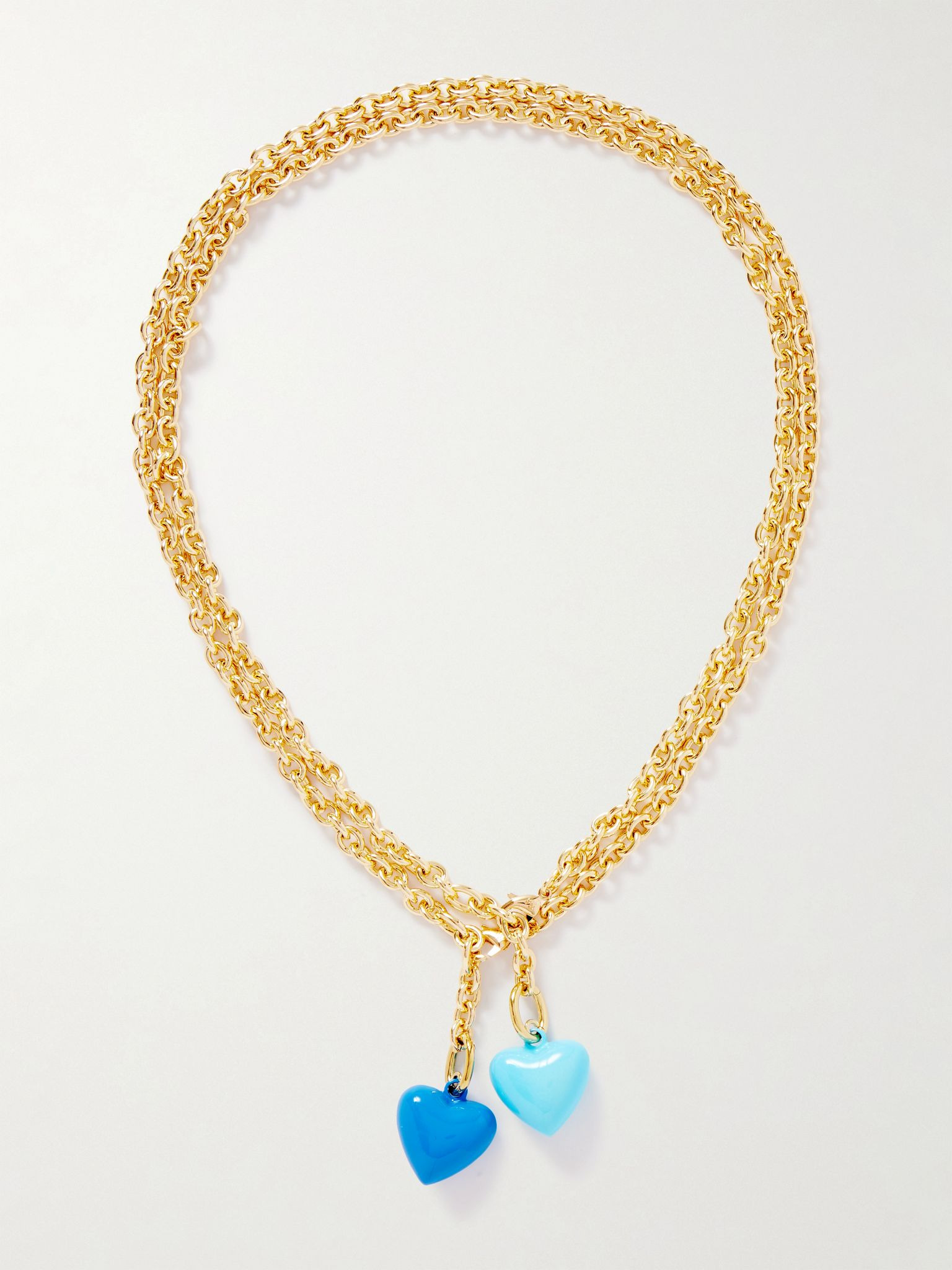 The Mini Happy set of two gold-tone and enamel necklaces Gold - 3