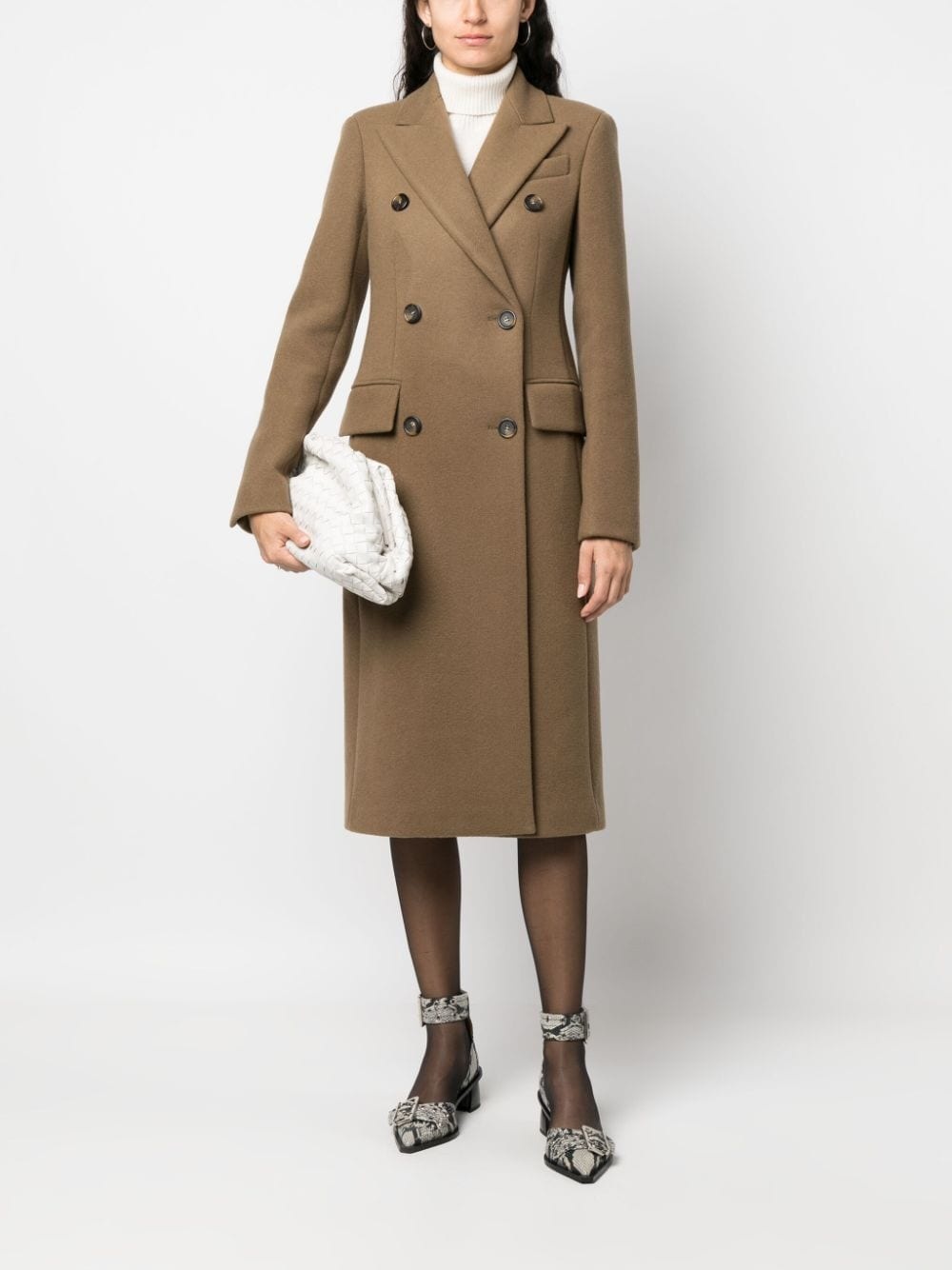 double-breasted wool-cashmere coat - 2