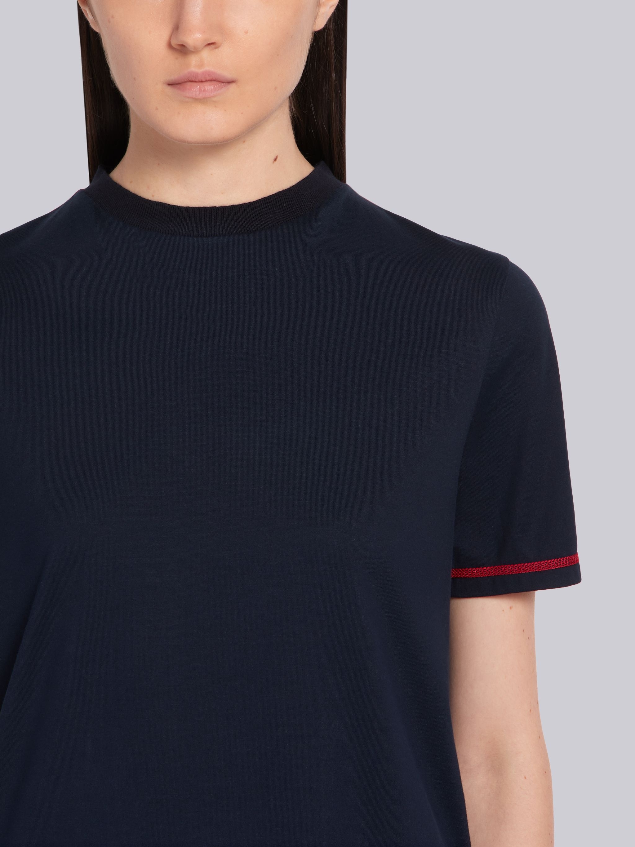 Navy Weight Jersey Contrast Stitch Short Sleeve Tee - 5