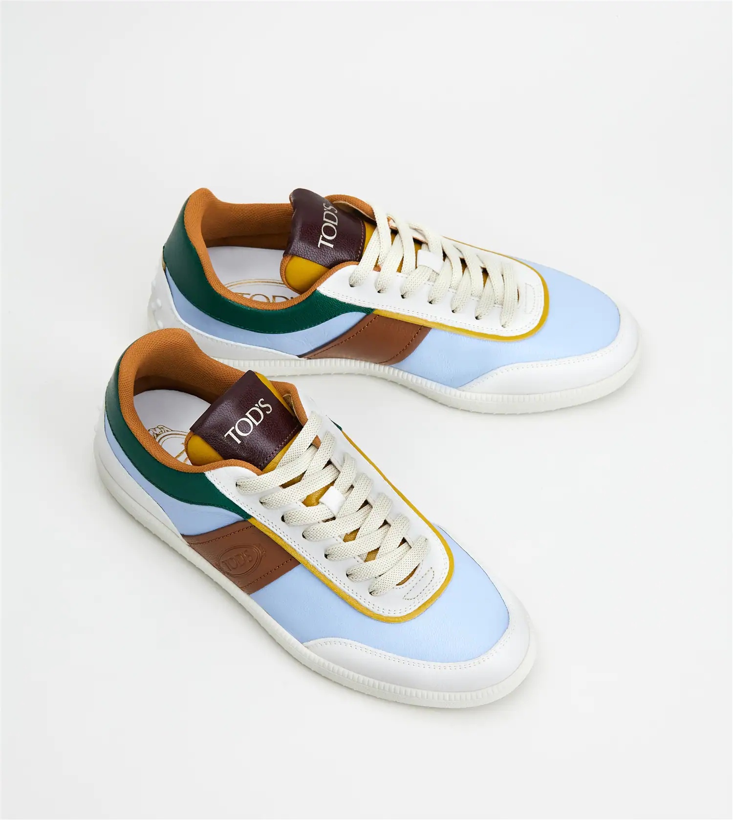 TOD'S TABS SNEAKERS IN LEATHER - LIGHT BLUE, BROWN, GREEN - 3