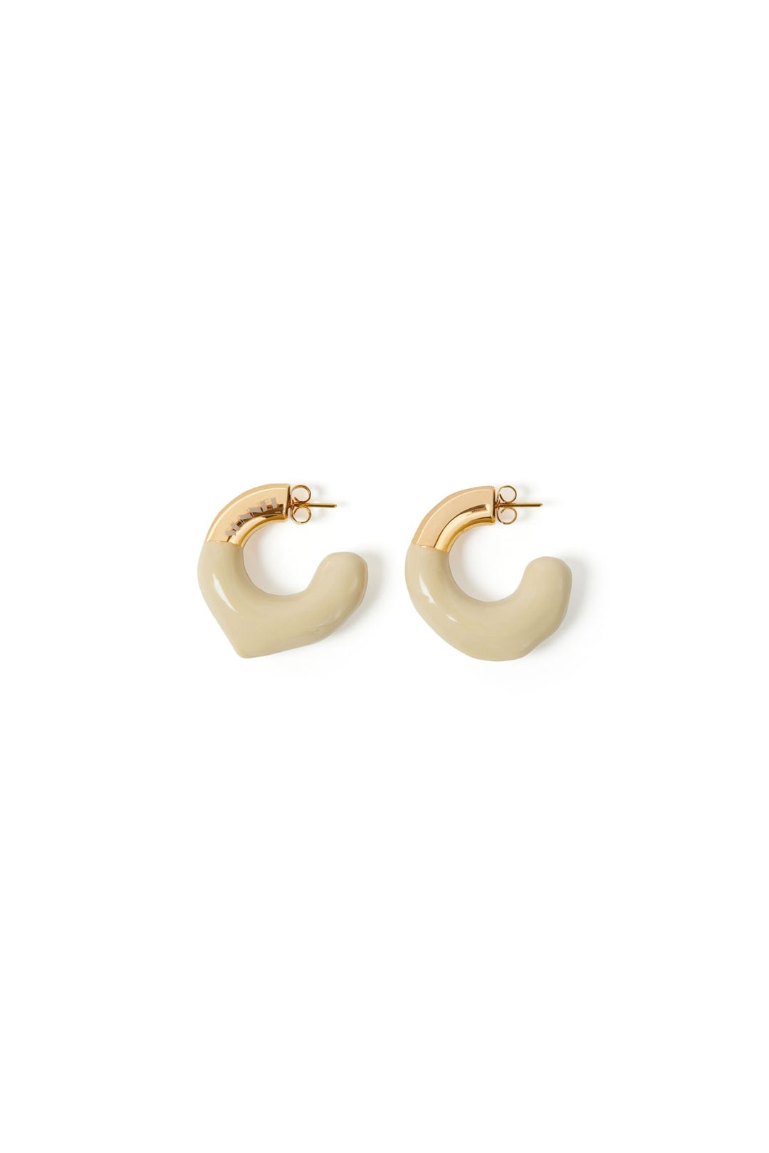 SMALL RUBBERIZED EARRINGS GOLD / beige - 1