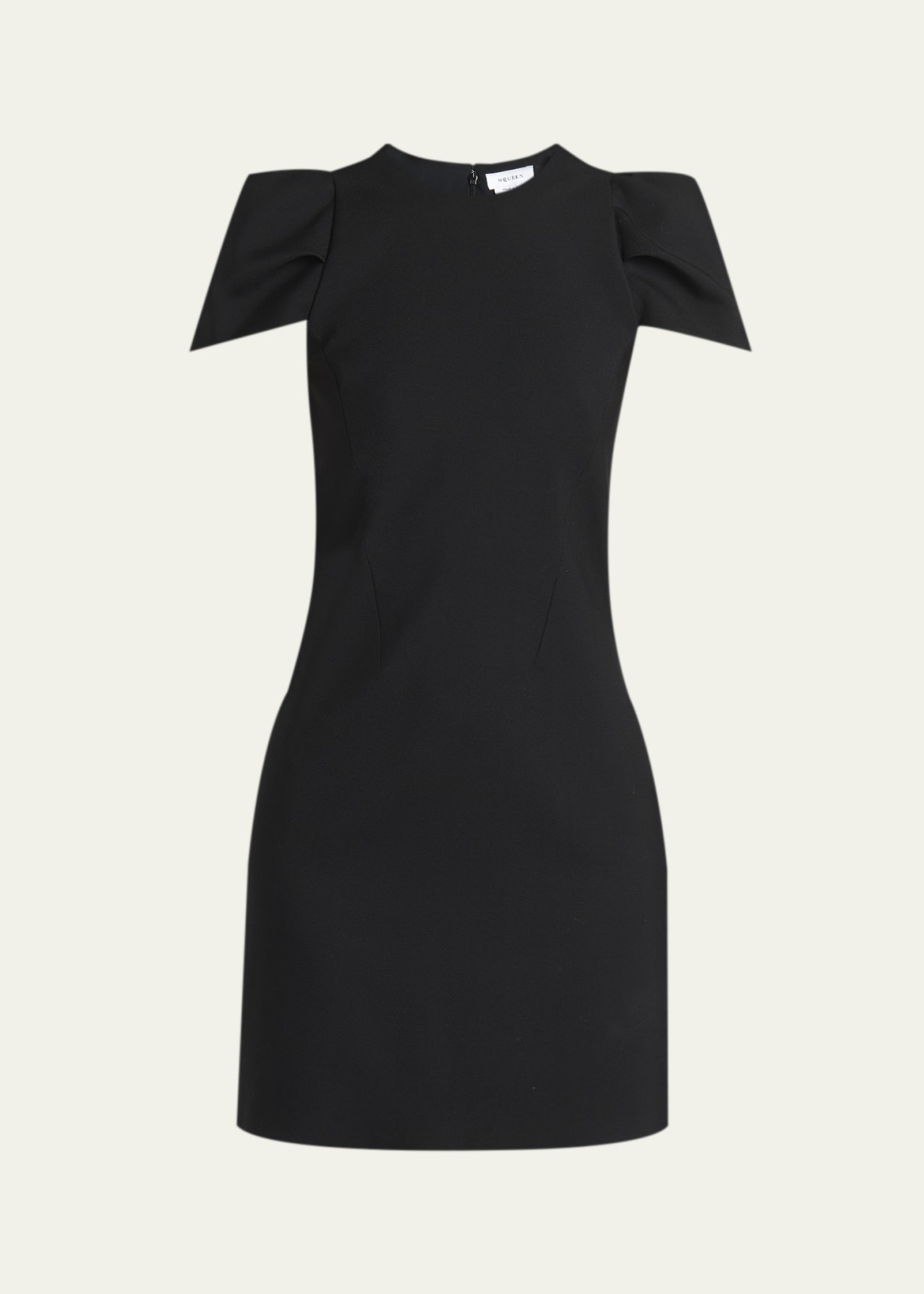 Pleated Puff-Sleeve Mini Dress - 1