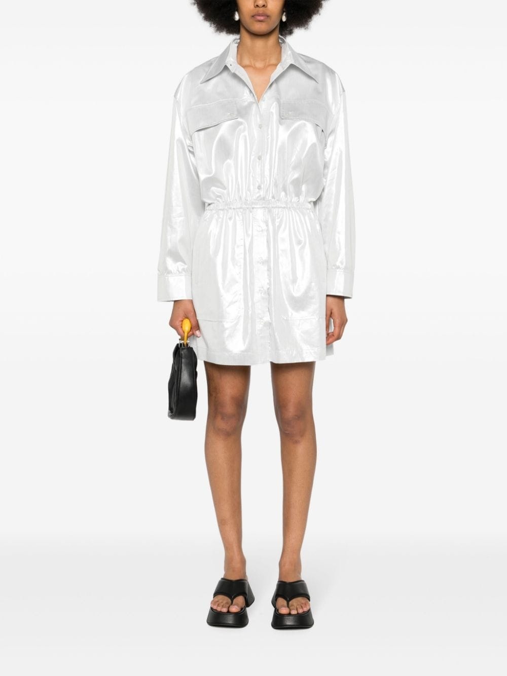 metallic-finish shirt dress - 2