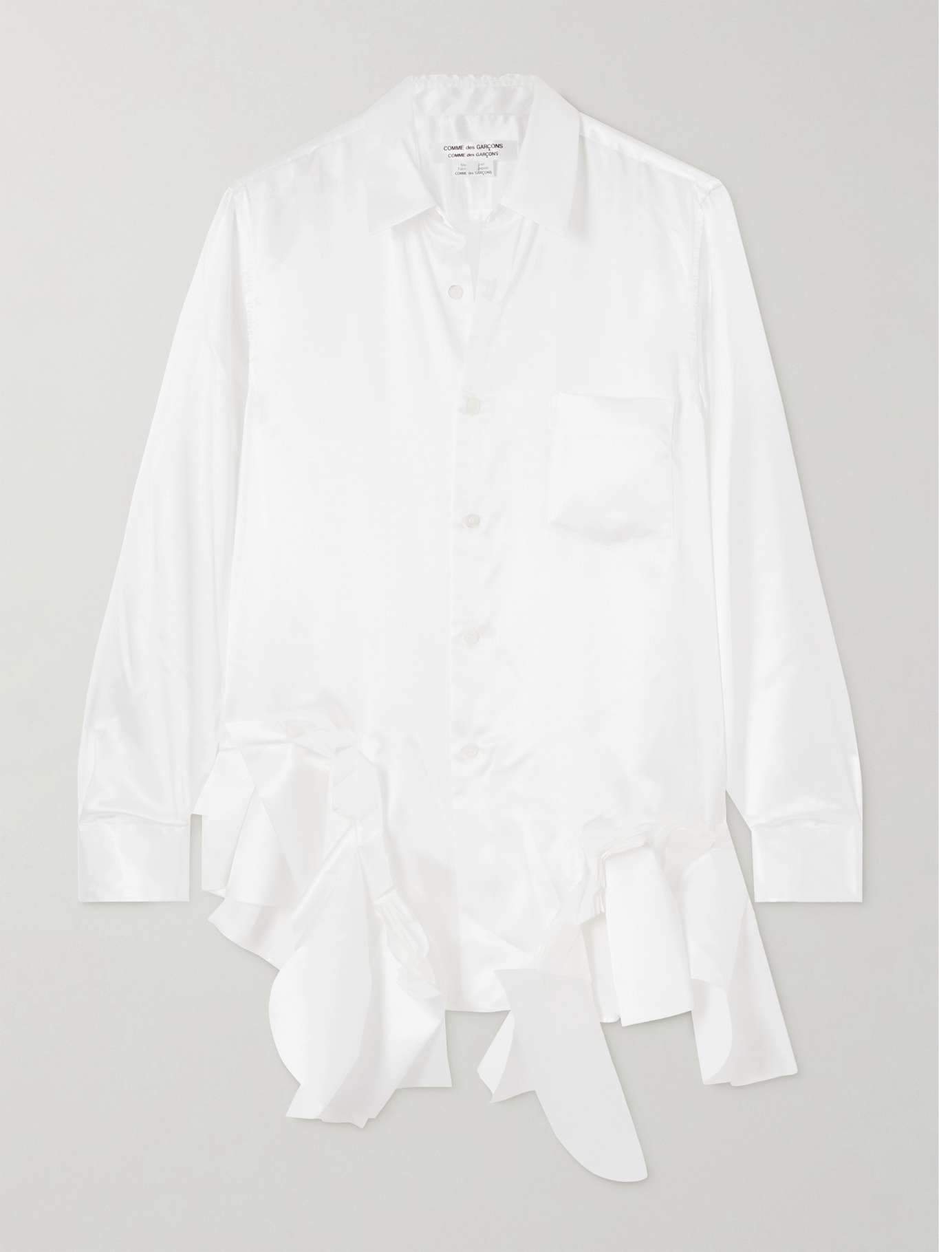 Ruffled satin-twill shirt White - 1