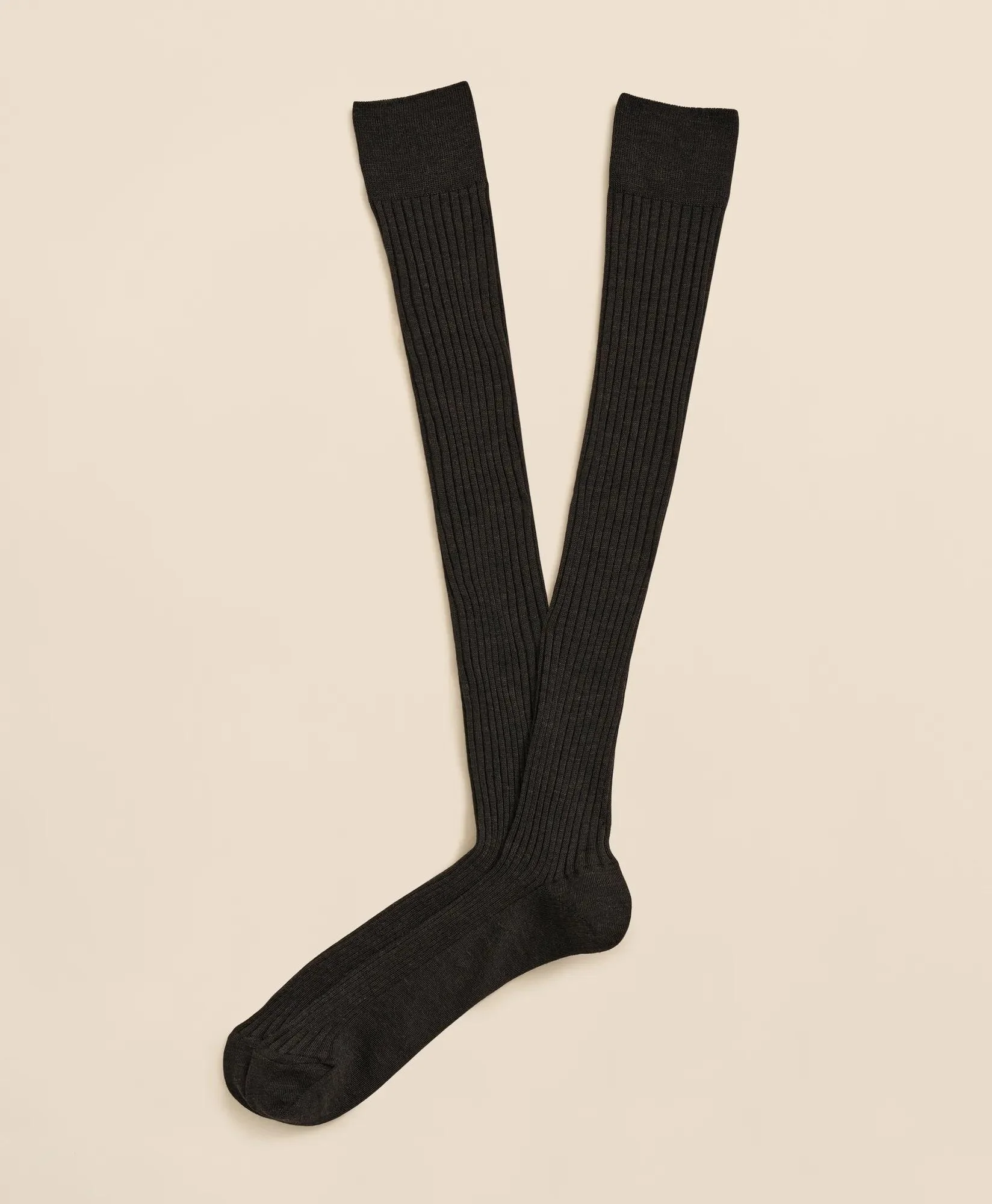 Merino Wool Blend Over-the-Calf Ribbed Socks - 1