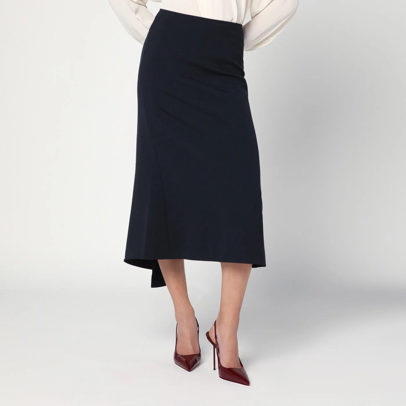 Navy blue skirt in wool blend - 1