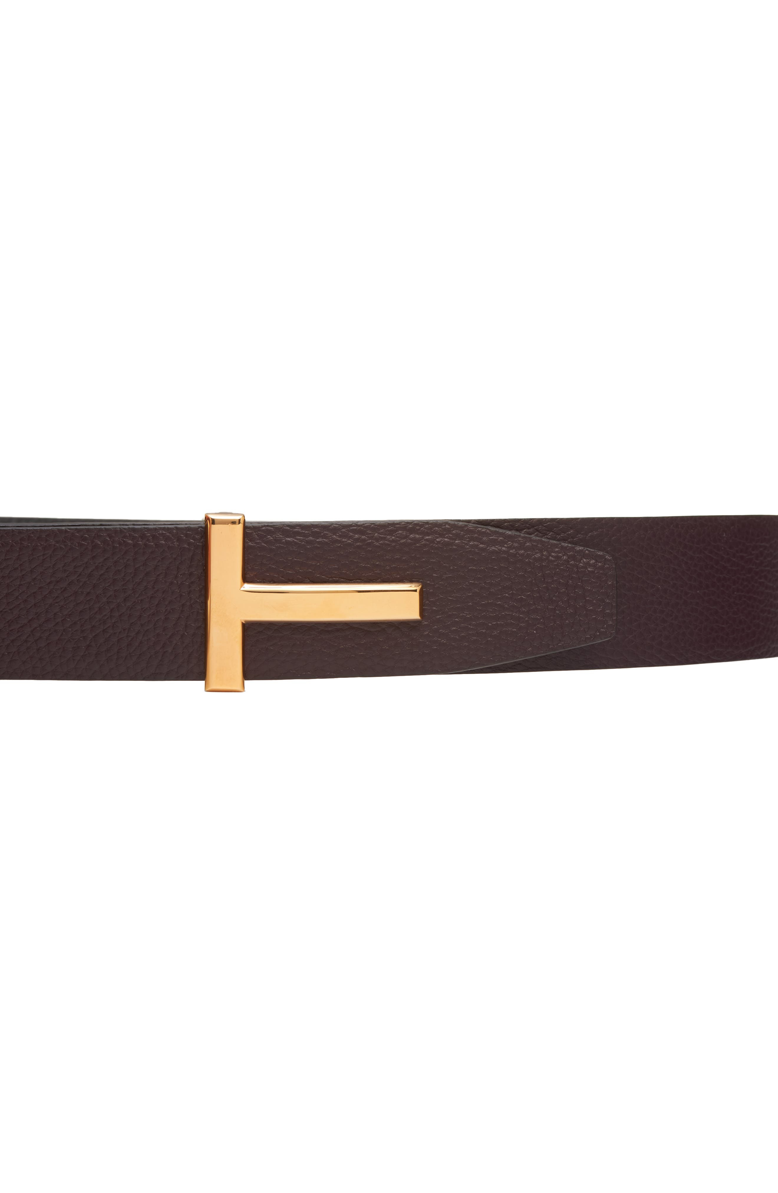 TOM FORD T Icon Reversible Soft Grain Leather Belt in Oxblood/Black at Nordstrom - 2