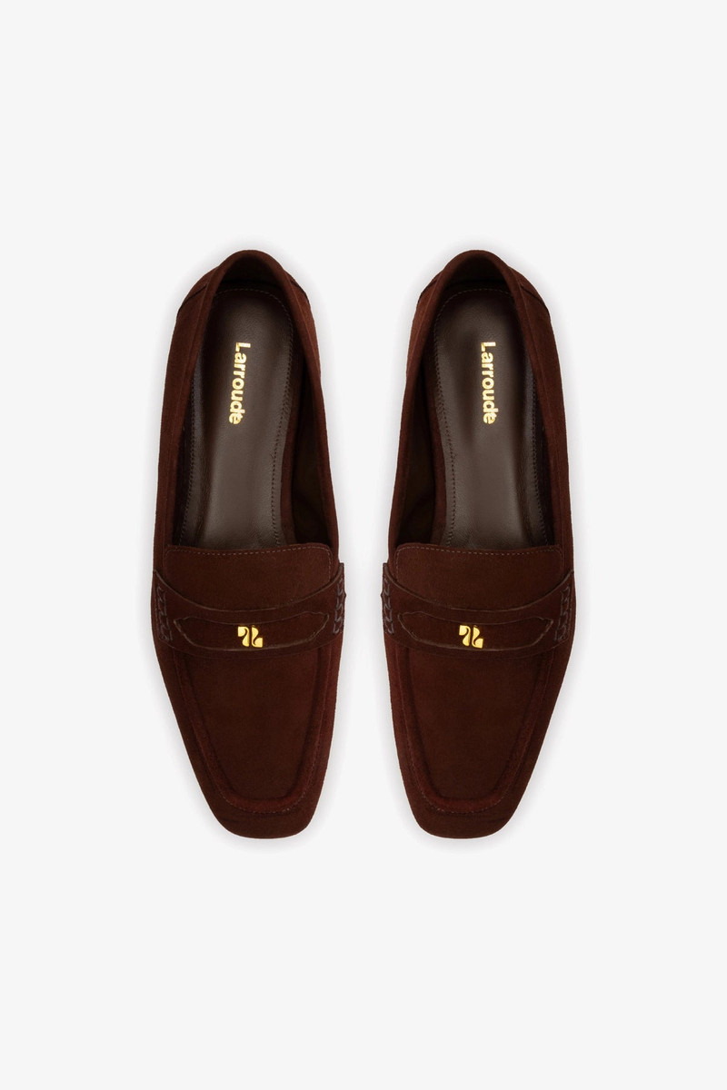 Suki Flat Loafer In Brown Suede 7