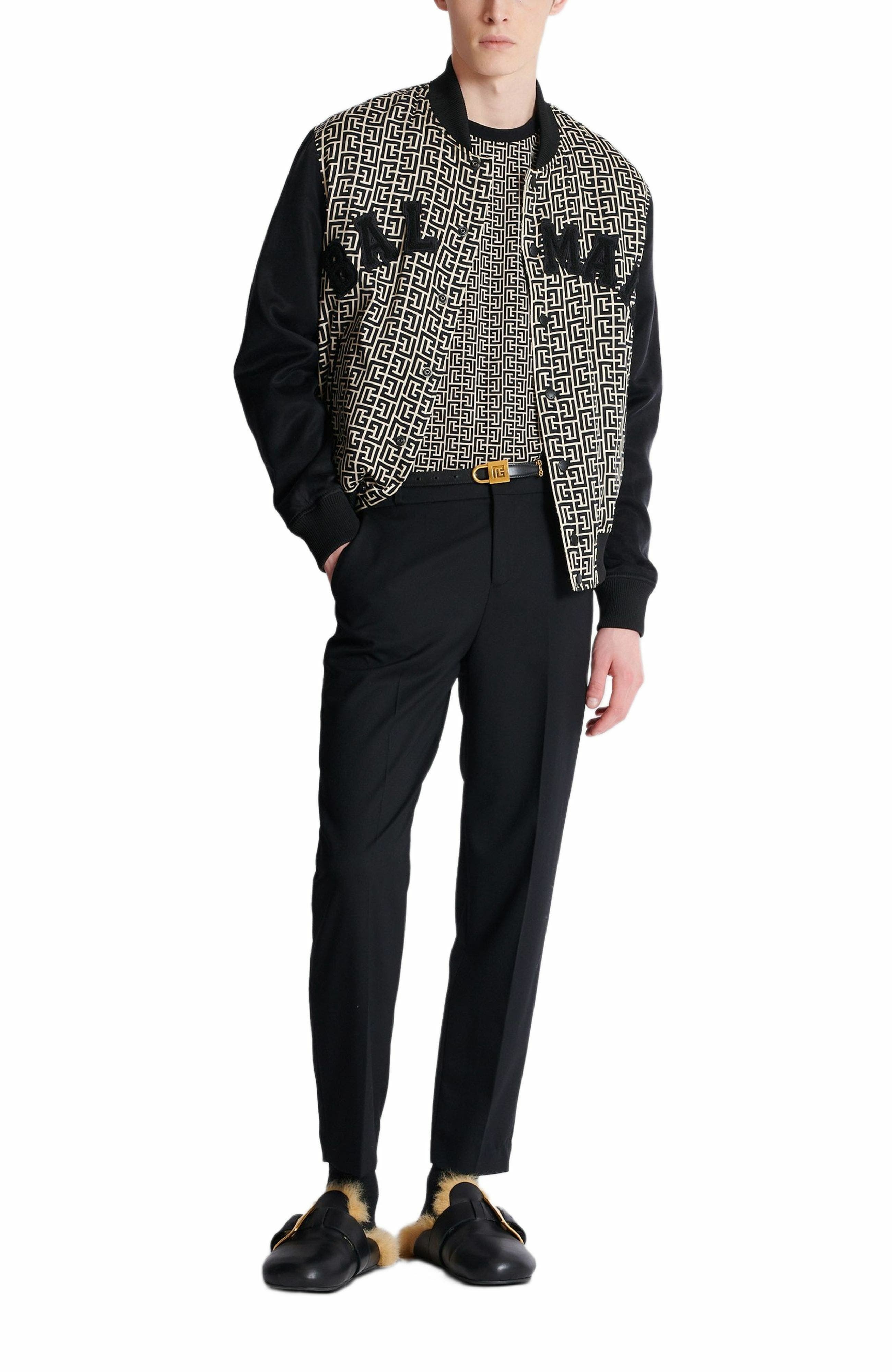 Balmain Monogram jacquard T-shirt in Black at Nordstrom - 2