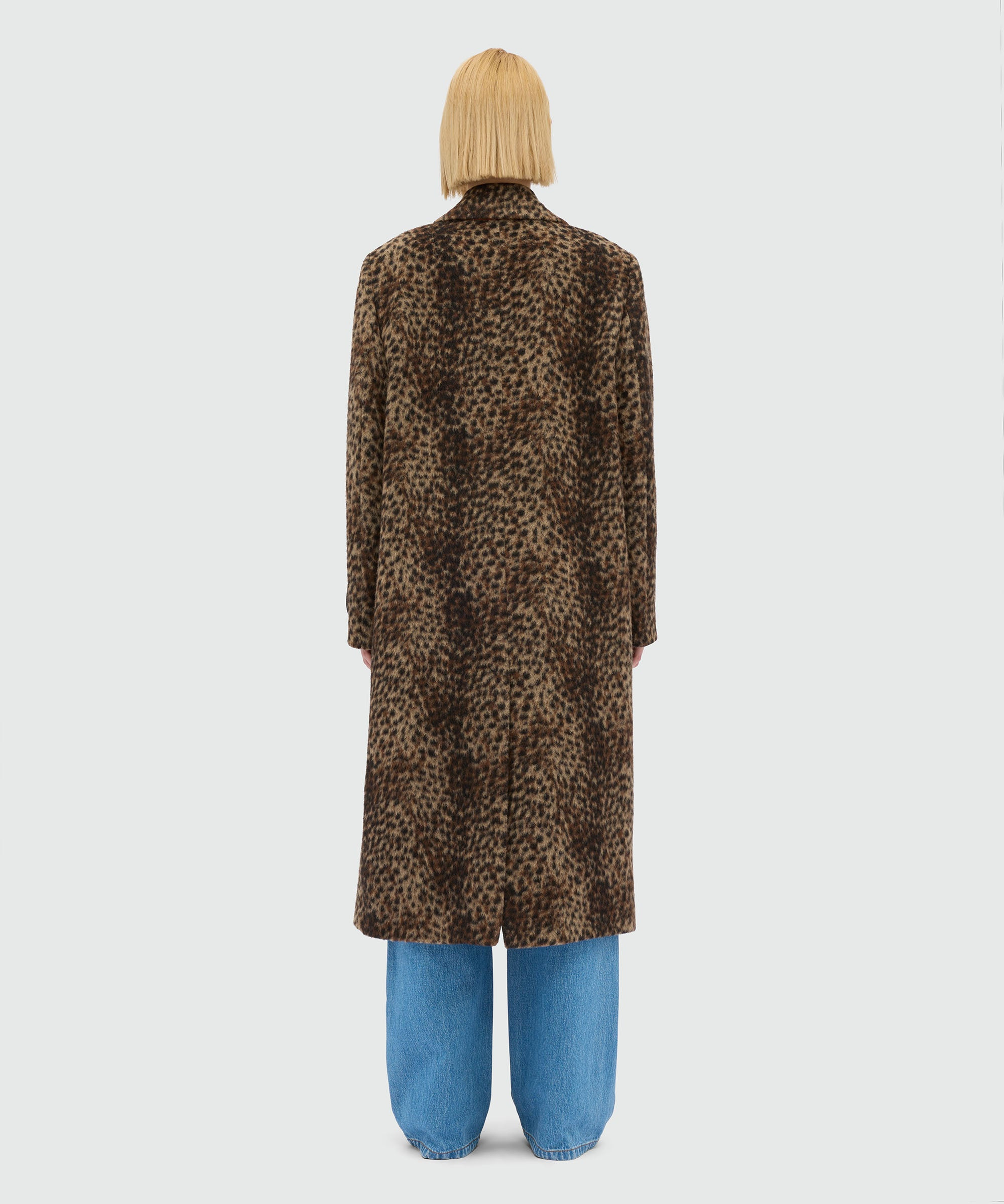Wool cloth coat with lynx-effect pattern - 3
