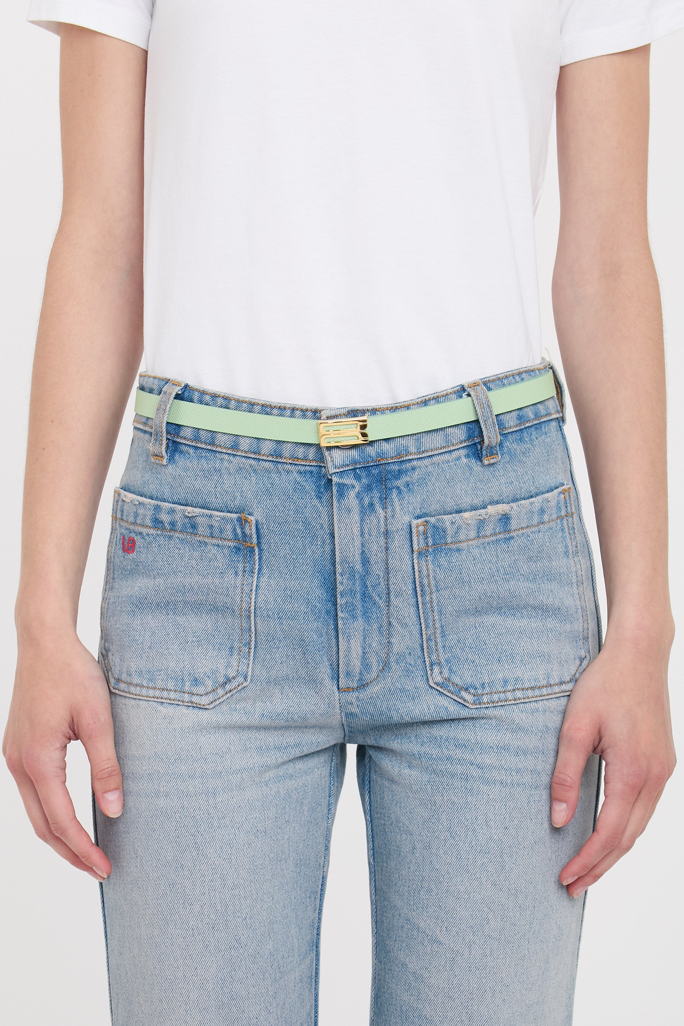 Micro Frame Belt In Jade Grained Leather - 3