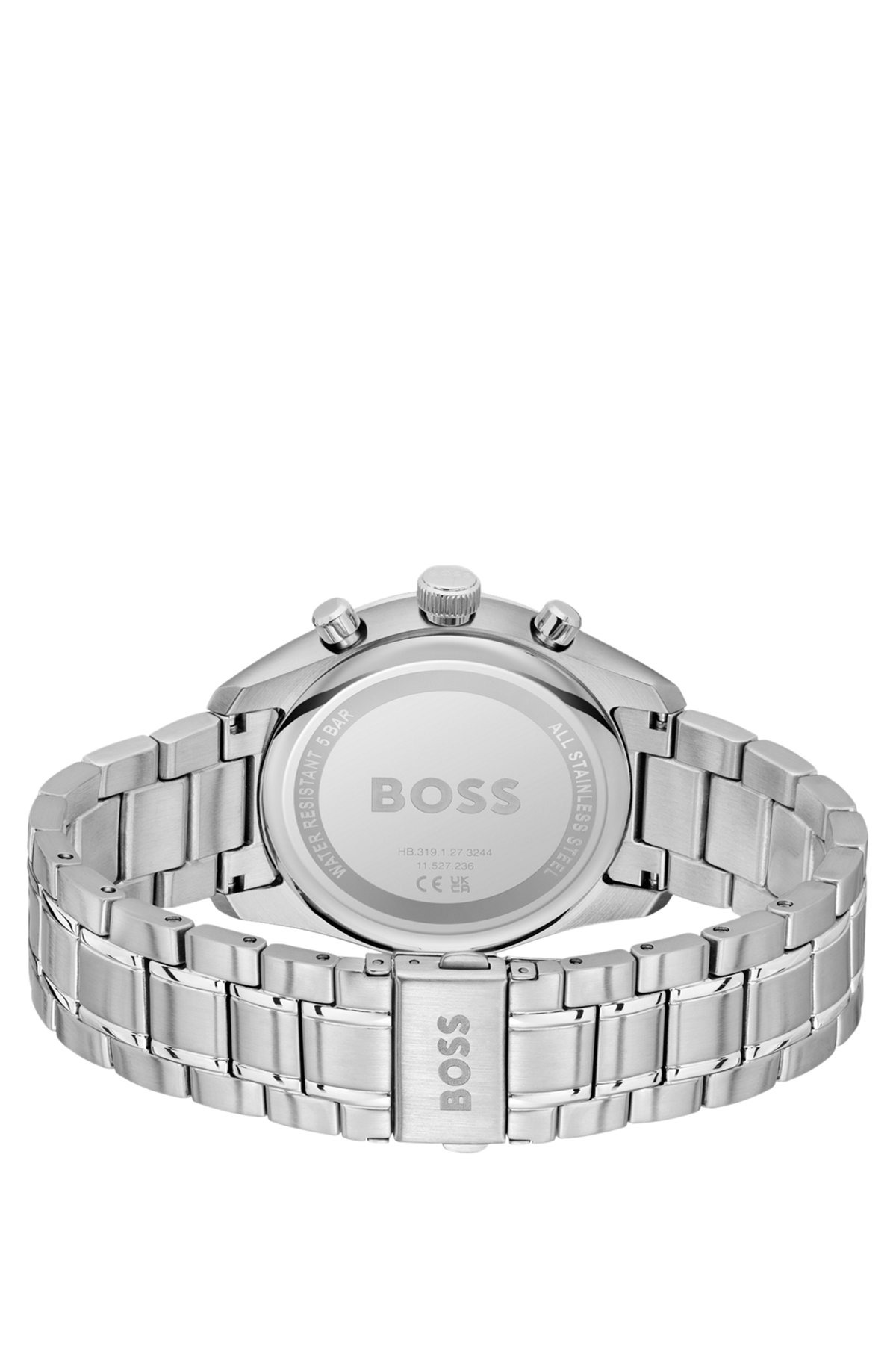 SILVER-TONE CHRONOGRAPH WATCH WITH BLUE DIAL - 3