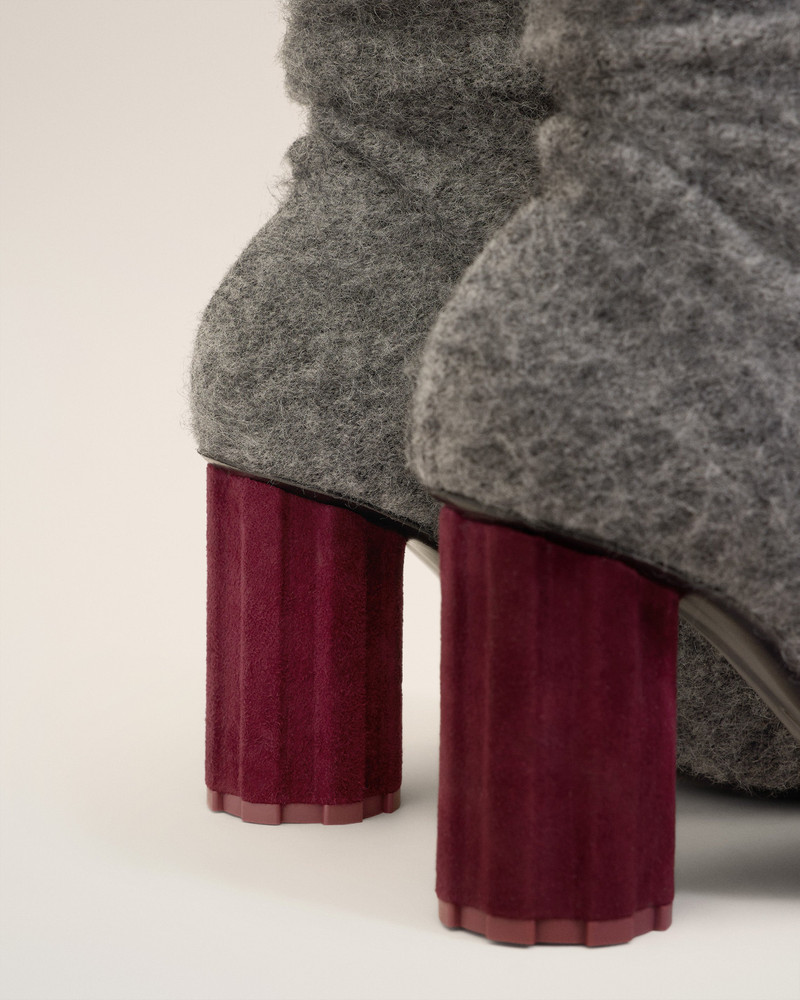 BLACK MOHAIR KNIT PIANO ANKLE BOOTS 5