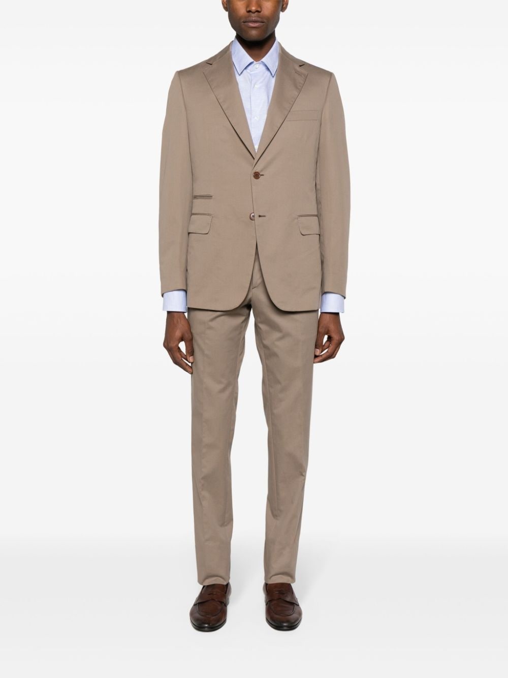 single-breasted twill suit - 2