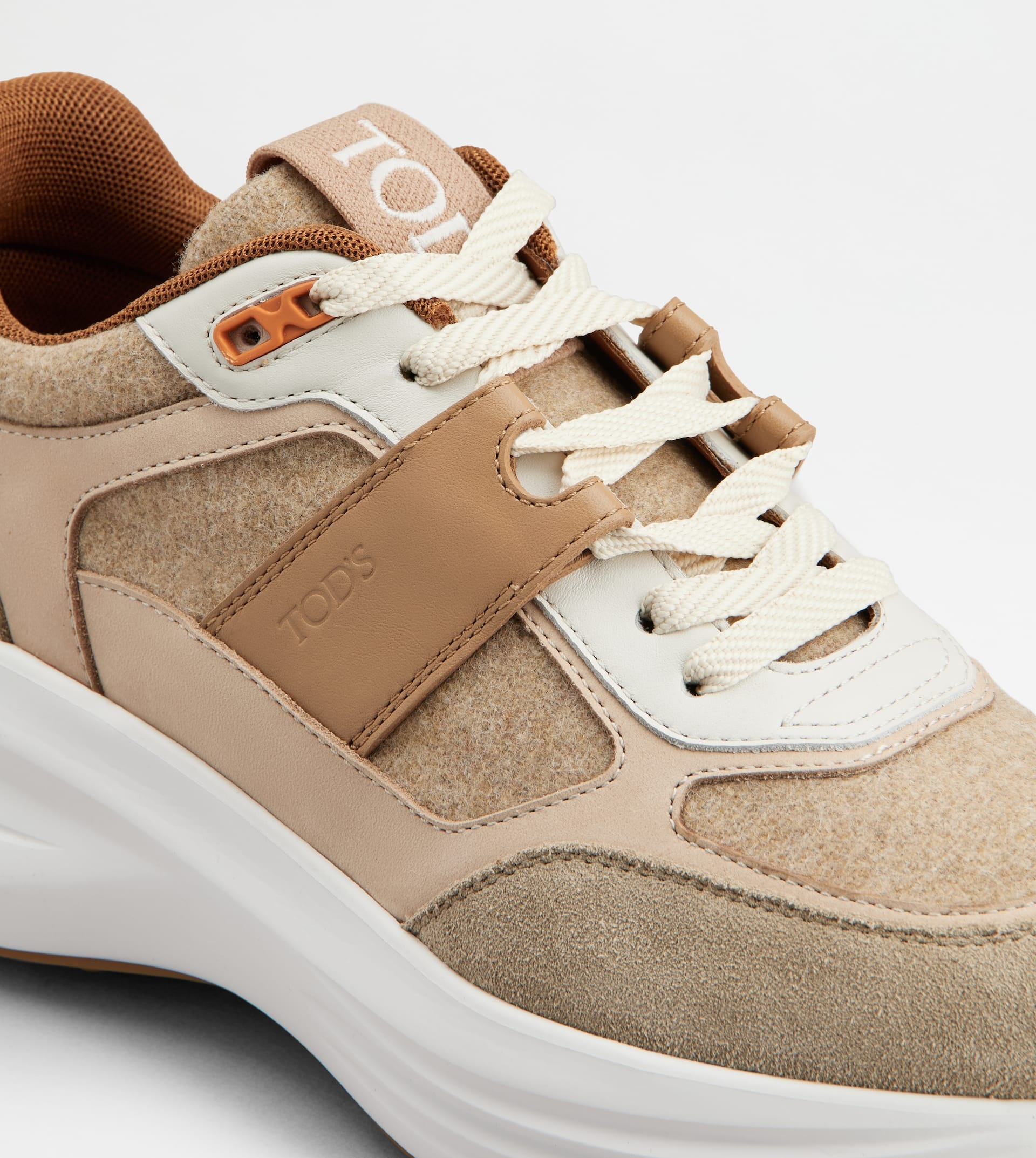 SNEAKERS IN FABRIC AND SUEDE - BROWN, PINK, BEIGE - 5