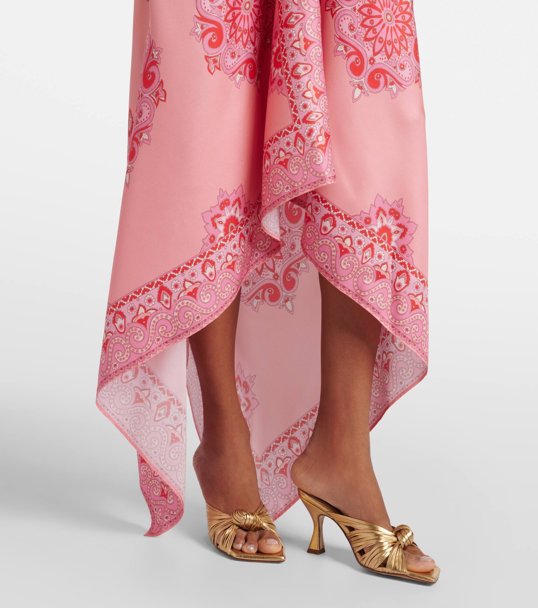 Paisley asymmetric silk midi dress - 5