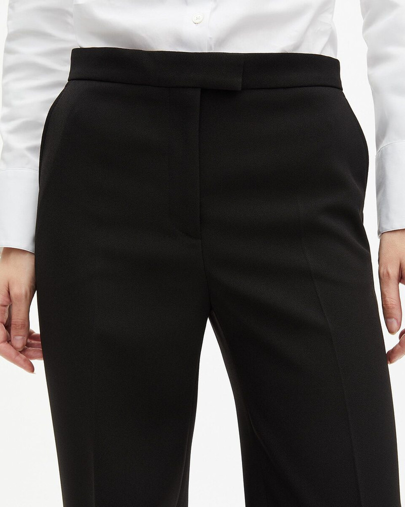 BLACK STRAIGHT-CUT CREPE TAILORED PANTS 5