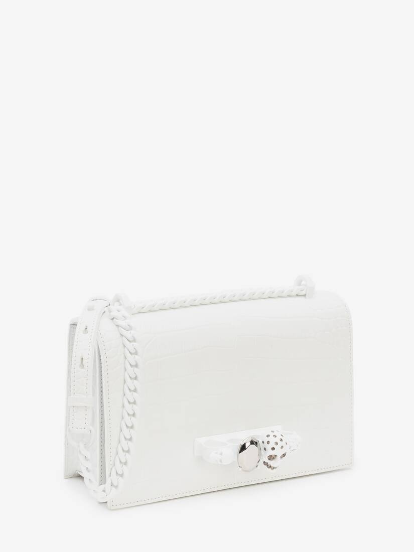 Jewelled Satchel in White - 2