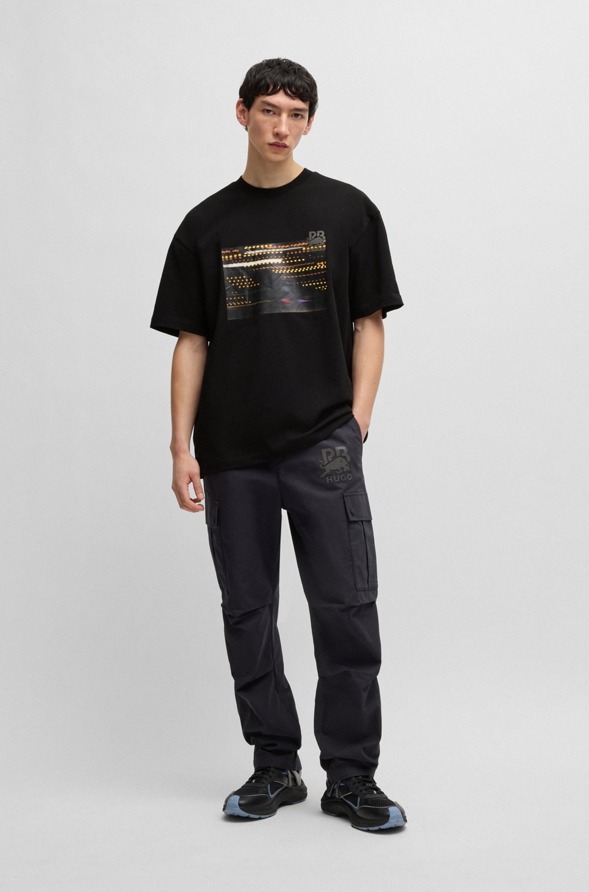 HUGO X RB COTTON-JERSEY T-SHIRT WITH RACING PRINT - 4