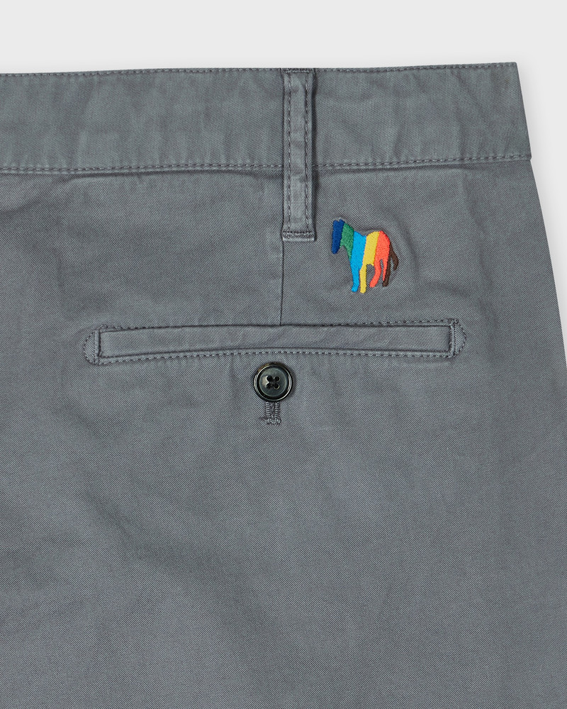 Paul Smith Stone Grey Cotton-Twill 'Broad Stripe Zebra' Shorts outlook