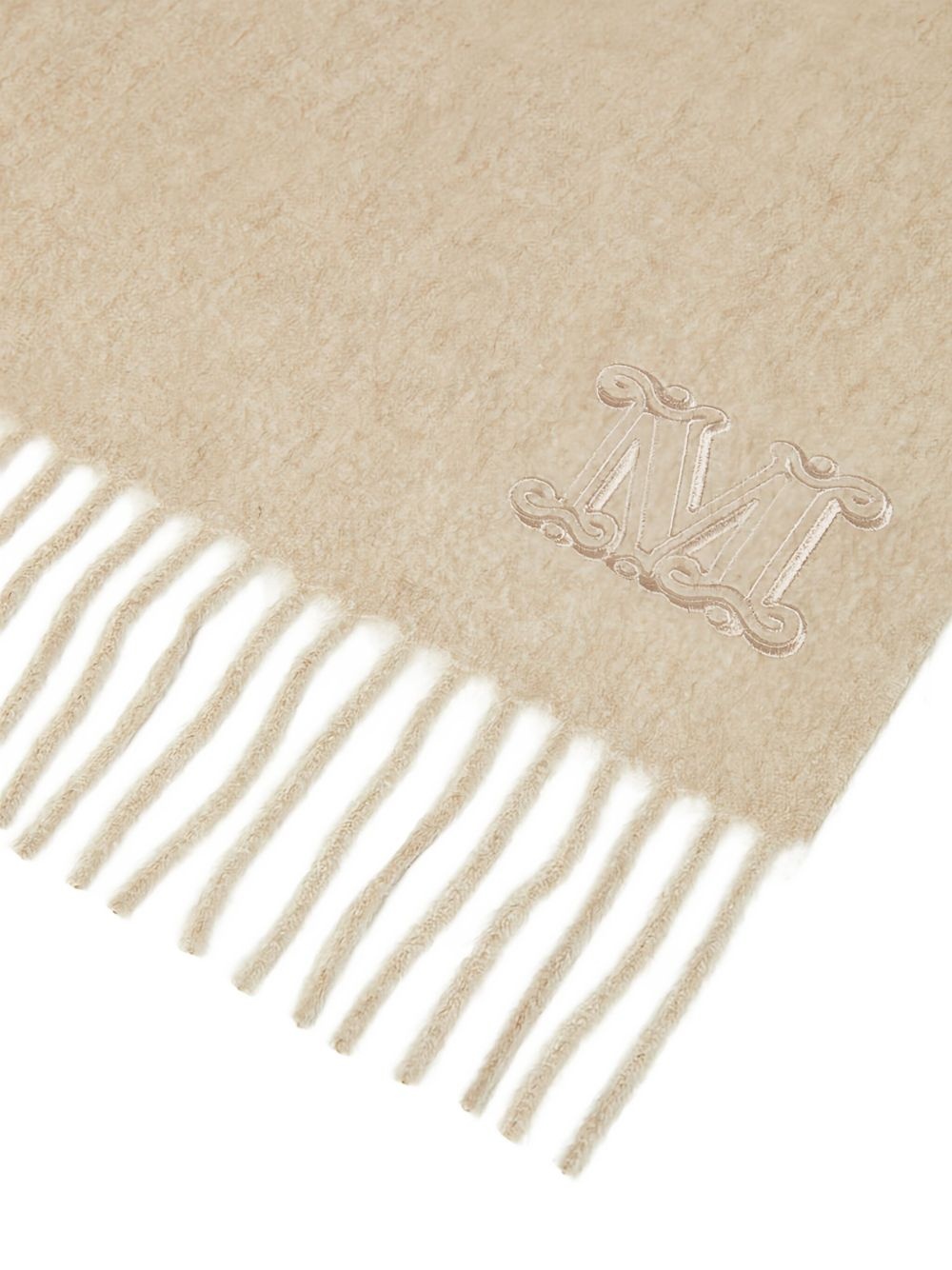 embroidered-logo fringed scarf - 2