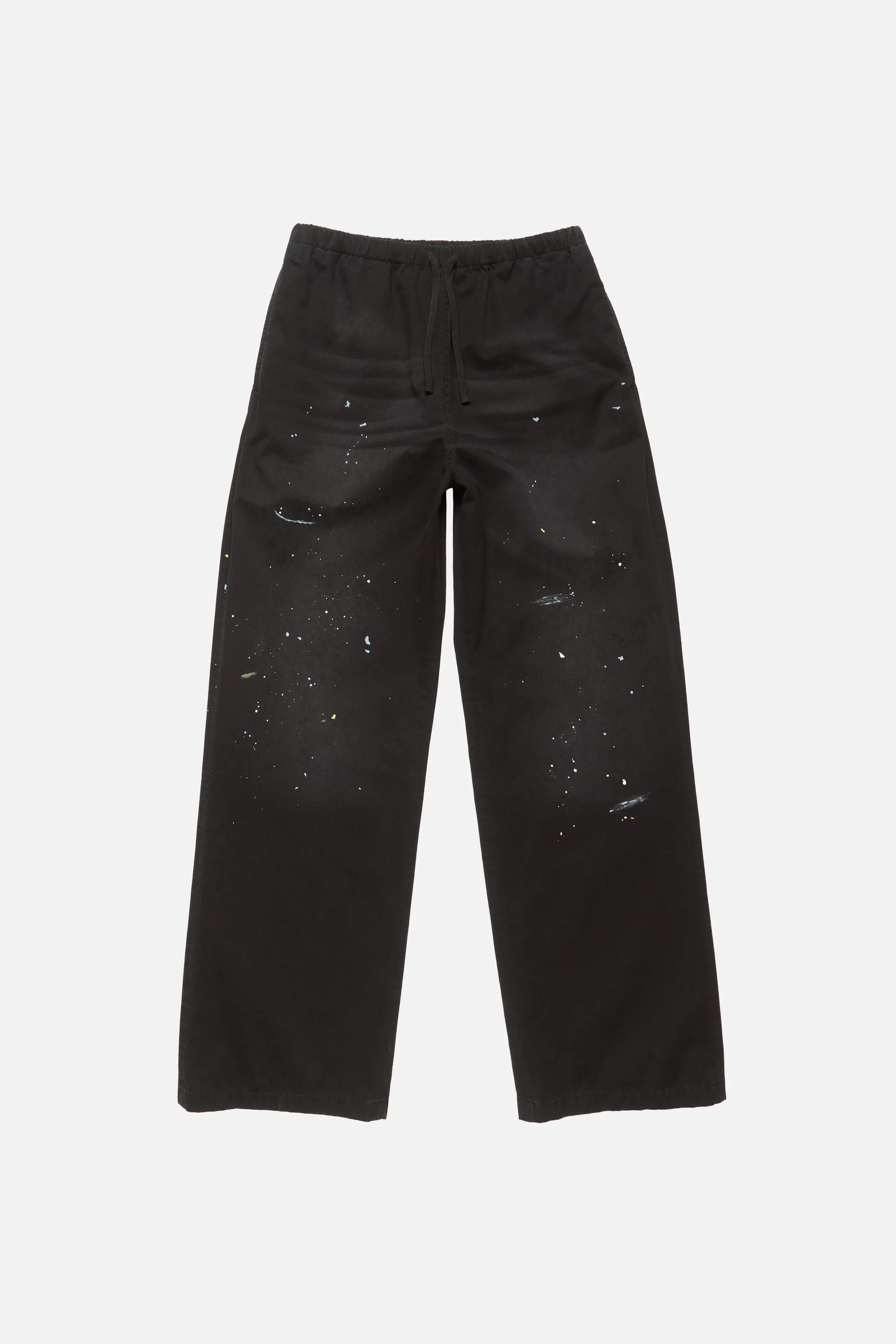 Washed cotton trousers - Black - 1