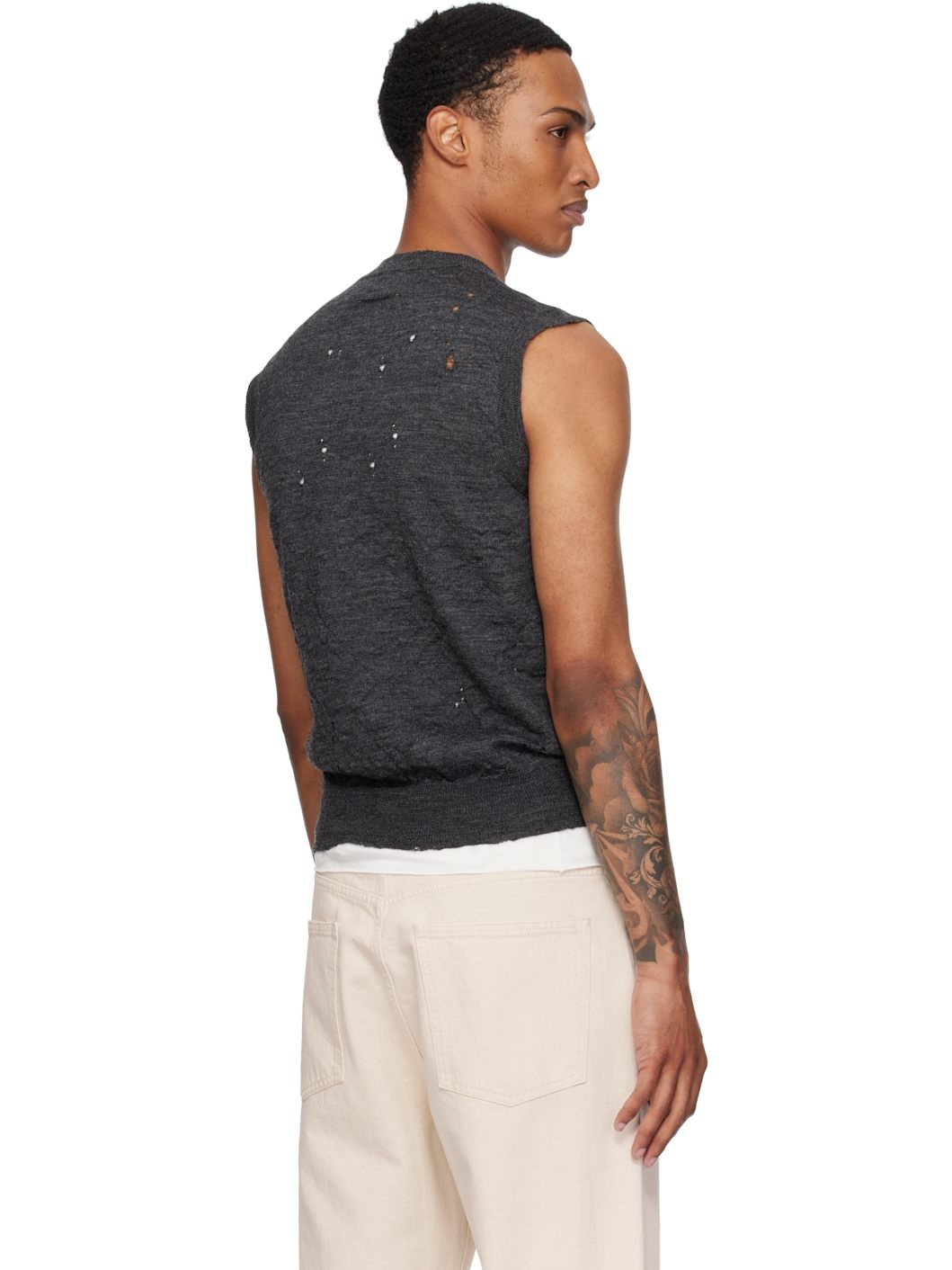 Gray Wool Sweater Vest - 3