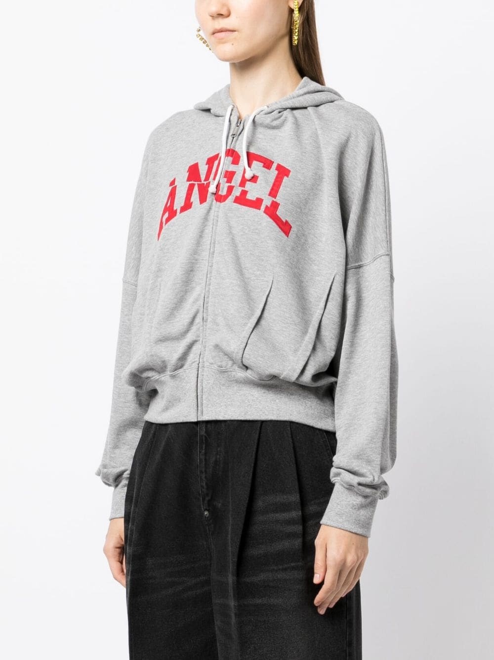text-print zip-up hoodie - 3