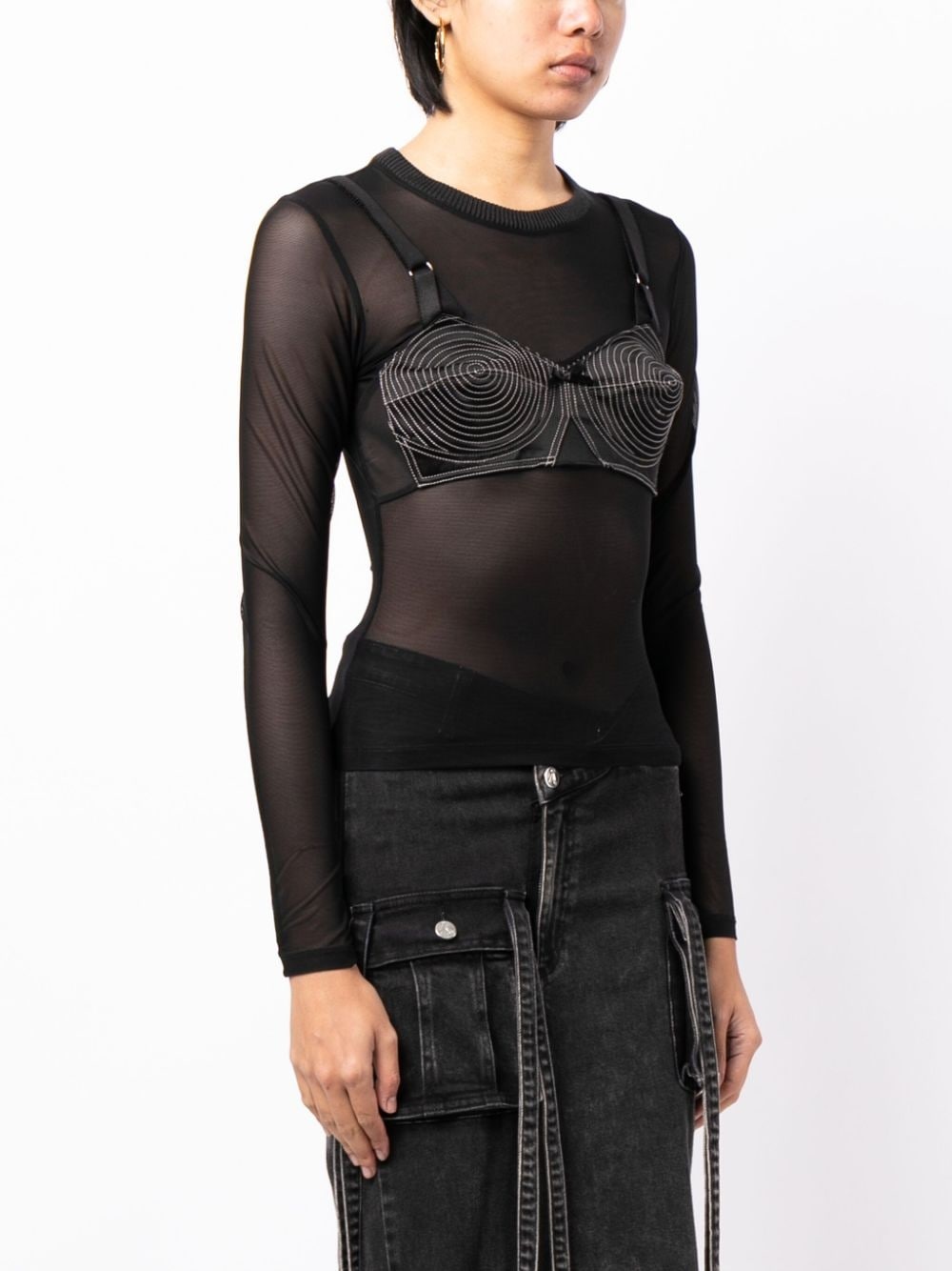 mesh long-sleeved top - 3