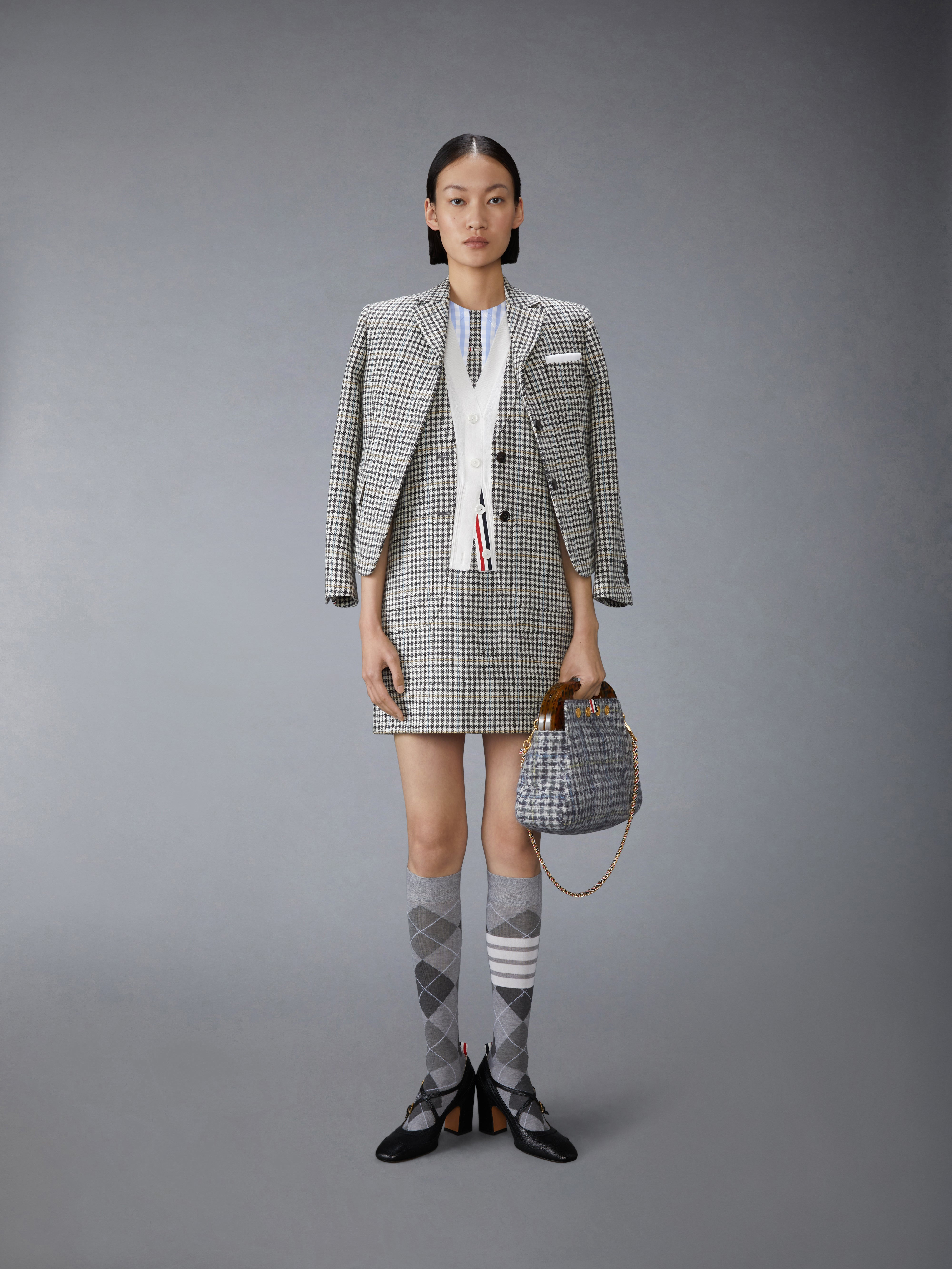 GUNCLUB CHECK HUNTING TWEED TROMPE L'OEIL DRESS - 5