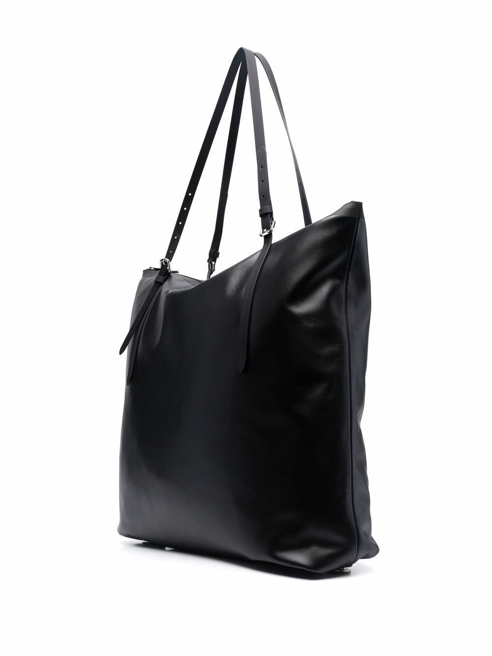 contrast-strap oversized leather tote bag - 4