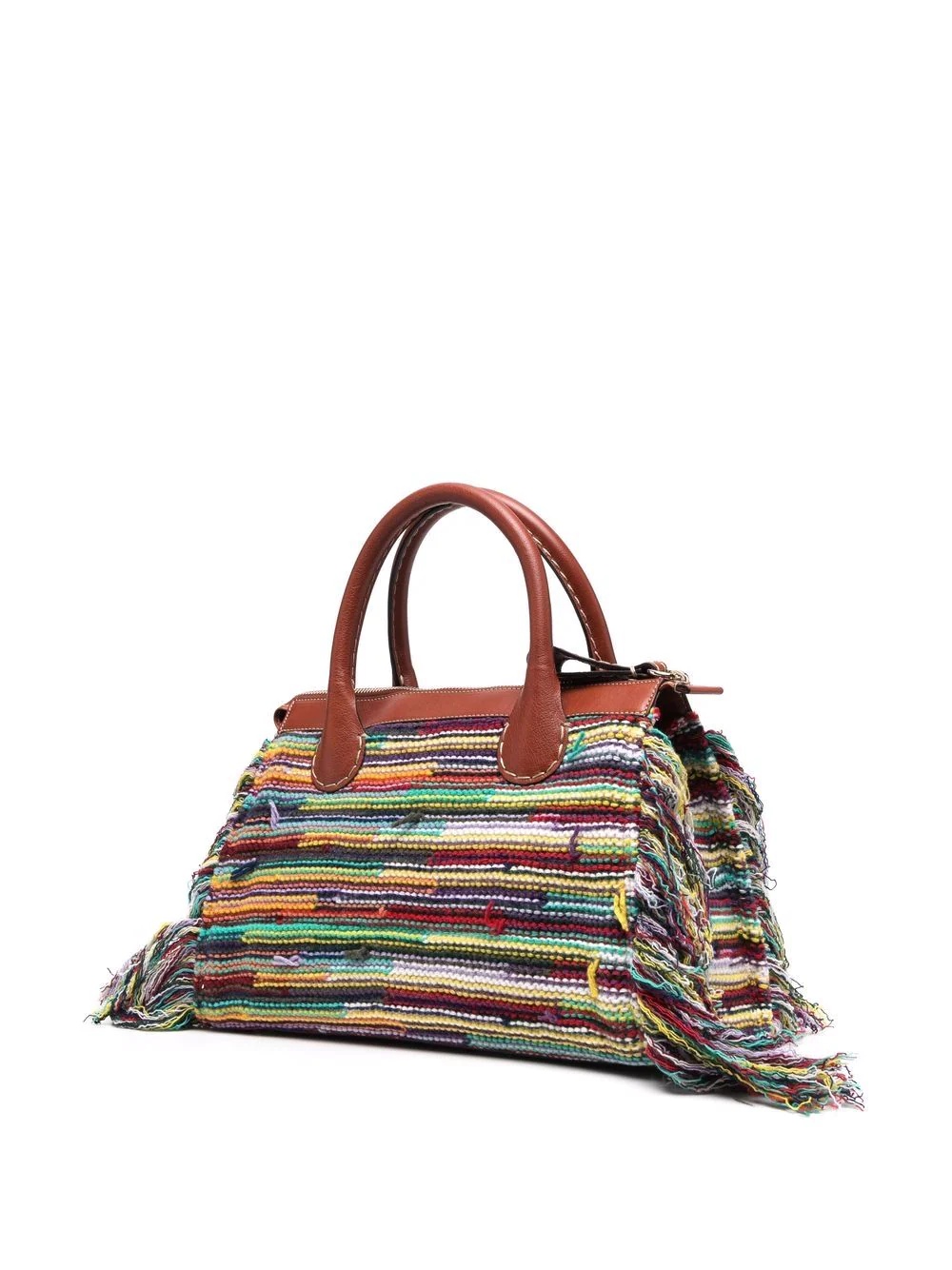 fringed woven tote bag - 4