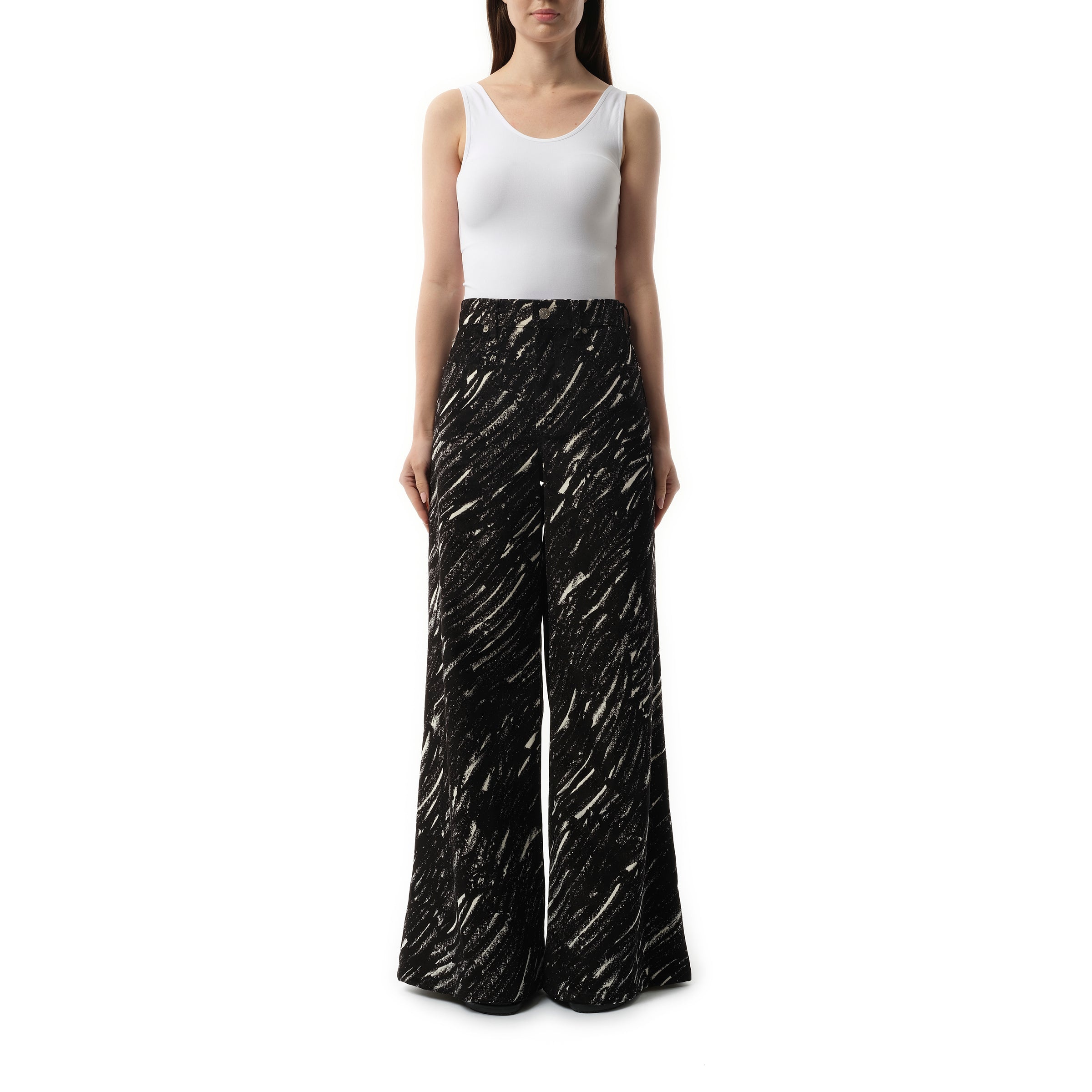 Crayon Flock Stretch Denim Pants in Black - 4